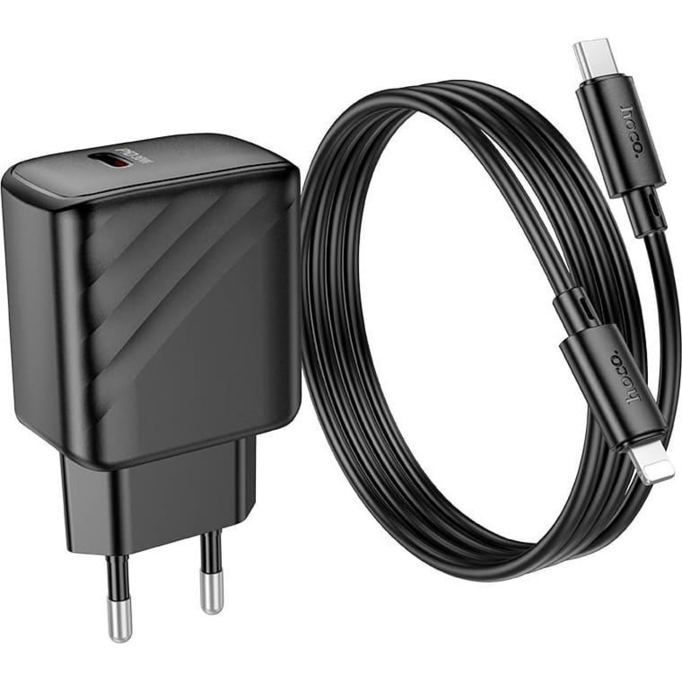 Зарядний пристрій Hoco CS22A Value single port PD30W charger set(C to iP) Black (6942007609920)