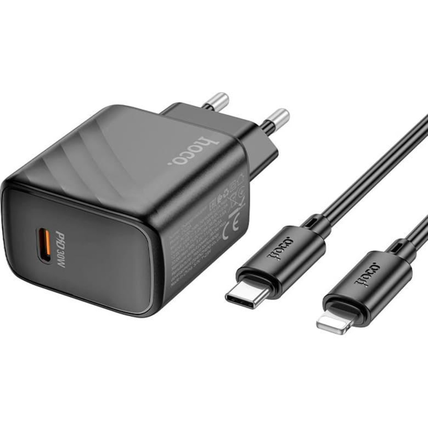 Зарядний пристрій Hoco CS22A Value single port PD30W charger set(C to iP) Black (6942007609920)