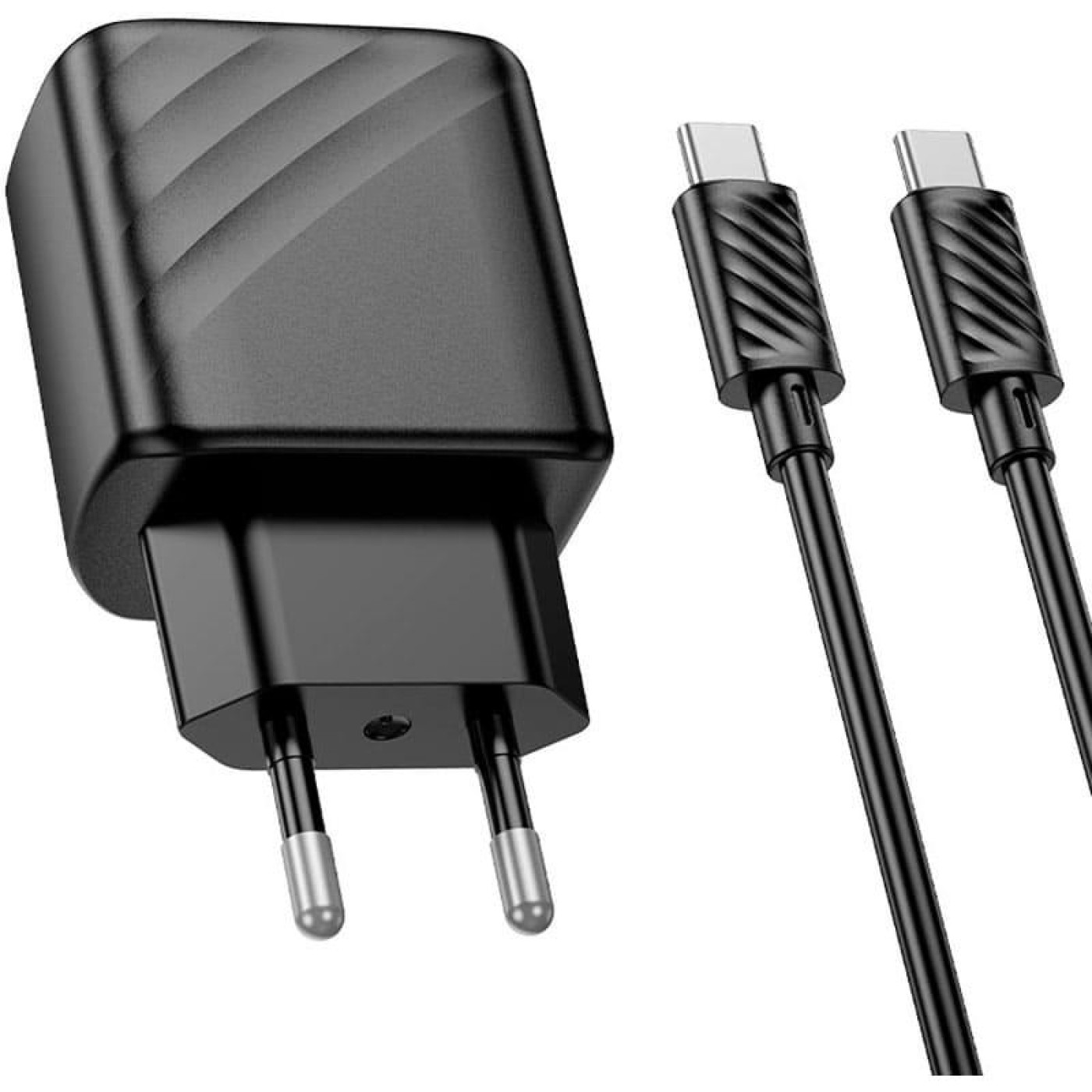 Зарядное устройство Hoco CS23A Sunlight dual-port PD30W+QC3.0 charger set(Type-C to Type-C)(EU) Black (6942007609968)