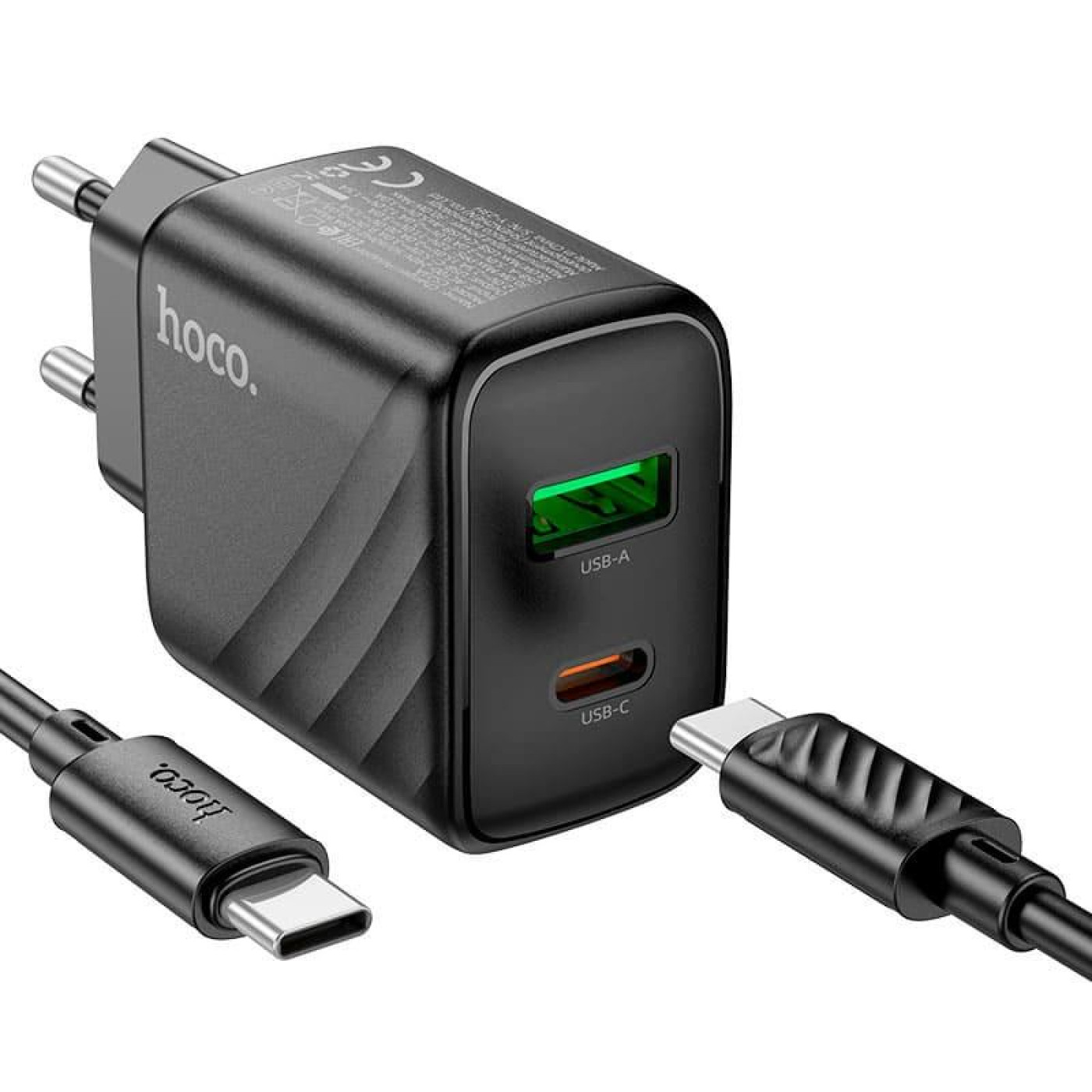 Зарядное устройство Hoco CS23A Sunlight dual-port PD30W+QC3.0 charger set(Type-C to Type-C)(EU) Black (6942007609968)