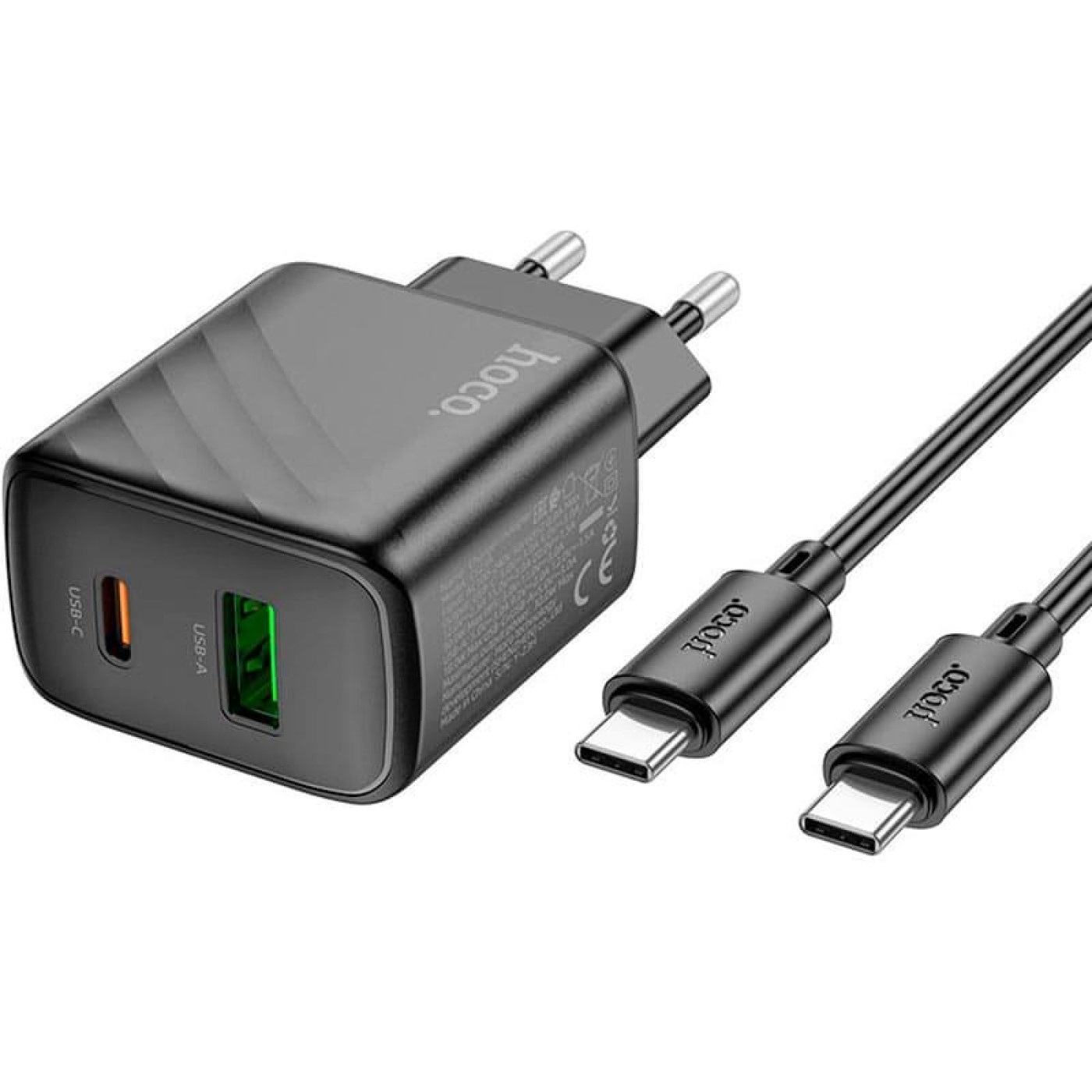 Зарядное устройство Hoco CS23A Sunlight dual-port PD30W+QC3.0 charger set(Type-C to Type-C)(EU) Black (6942007609968)
