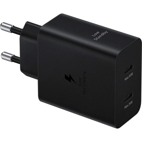 Зарядний пристрій Samsung 50Вт 2xUSB-С, кабель USB-C > USB-C, 1.8м, чорний (EP-T5020XBEGEU)