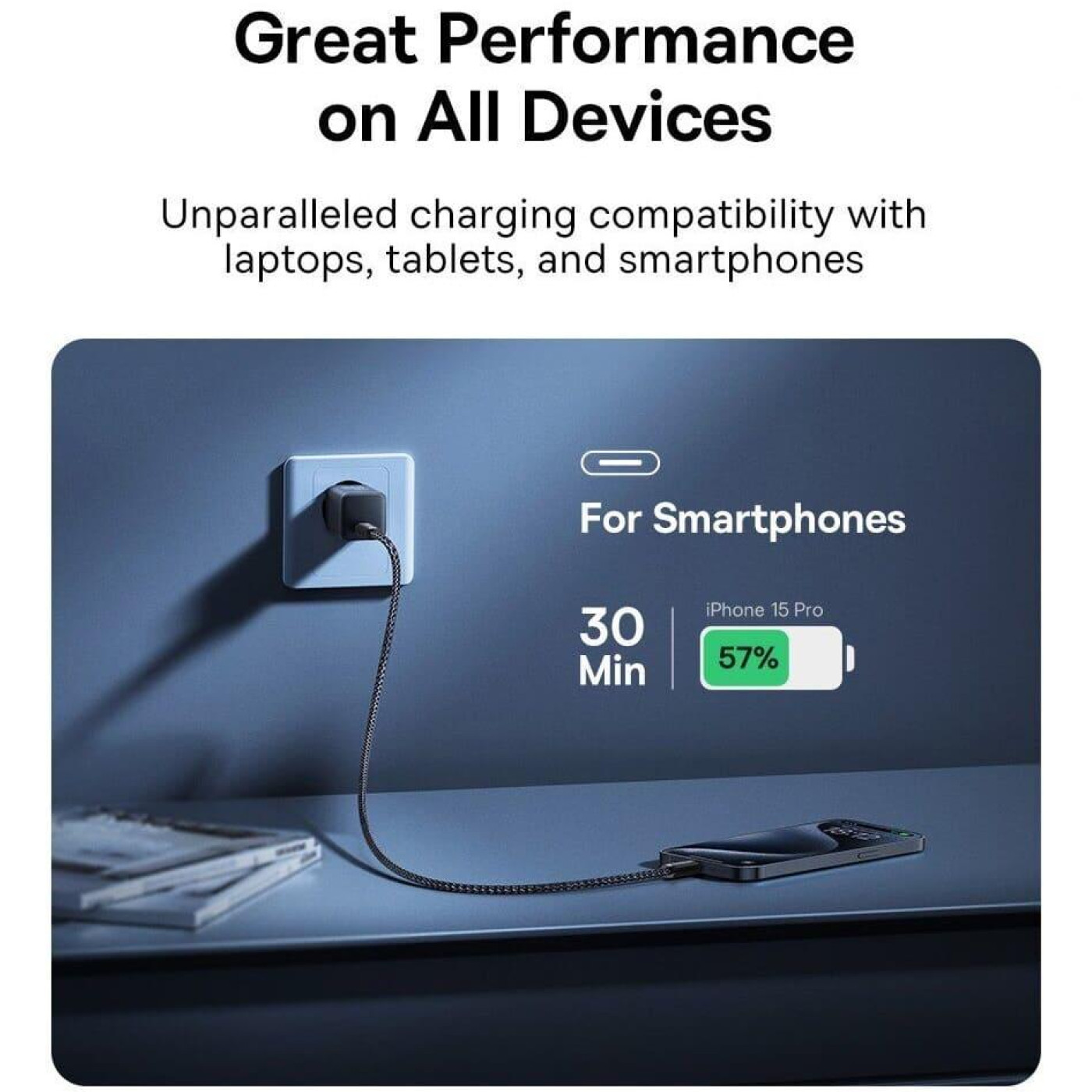Зарядний пристрій Baseus GaN5 Fast Charger 1C 30W black (P10162504113-00)