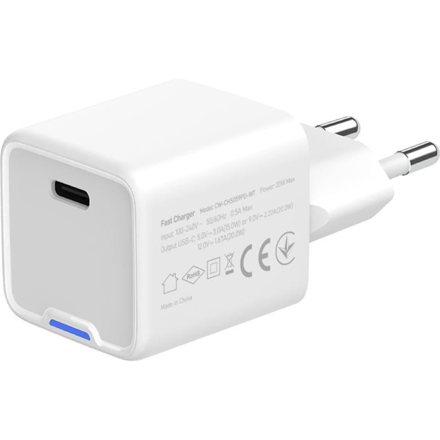Зарядний пристрій ColorWay GaN Mini 20W PD Port PPS USB-C White (CW-CHS059PD-WT)