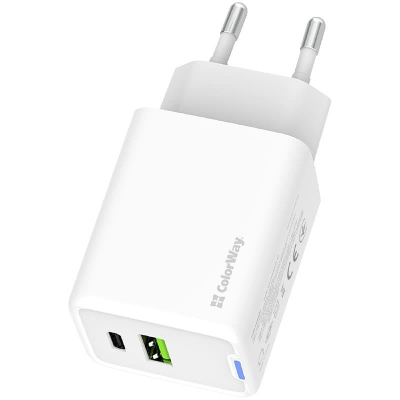 Зарядний пристрій ColorWay GaN Mini 45W PD Port PPS USB (USB-C PD + USB QC4.0) White (CW-CHS060PD-WT)