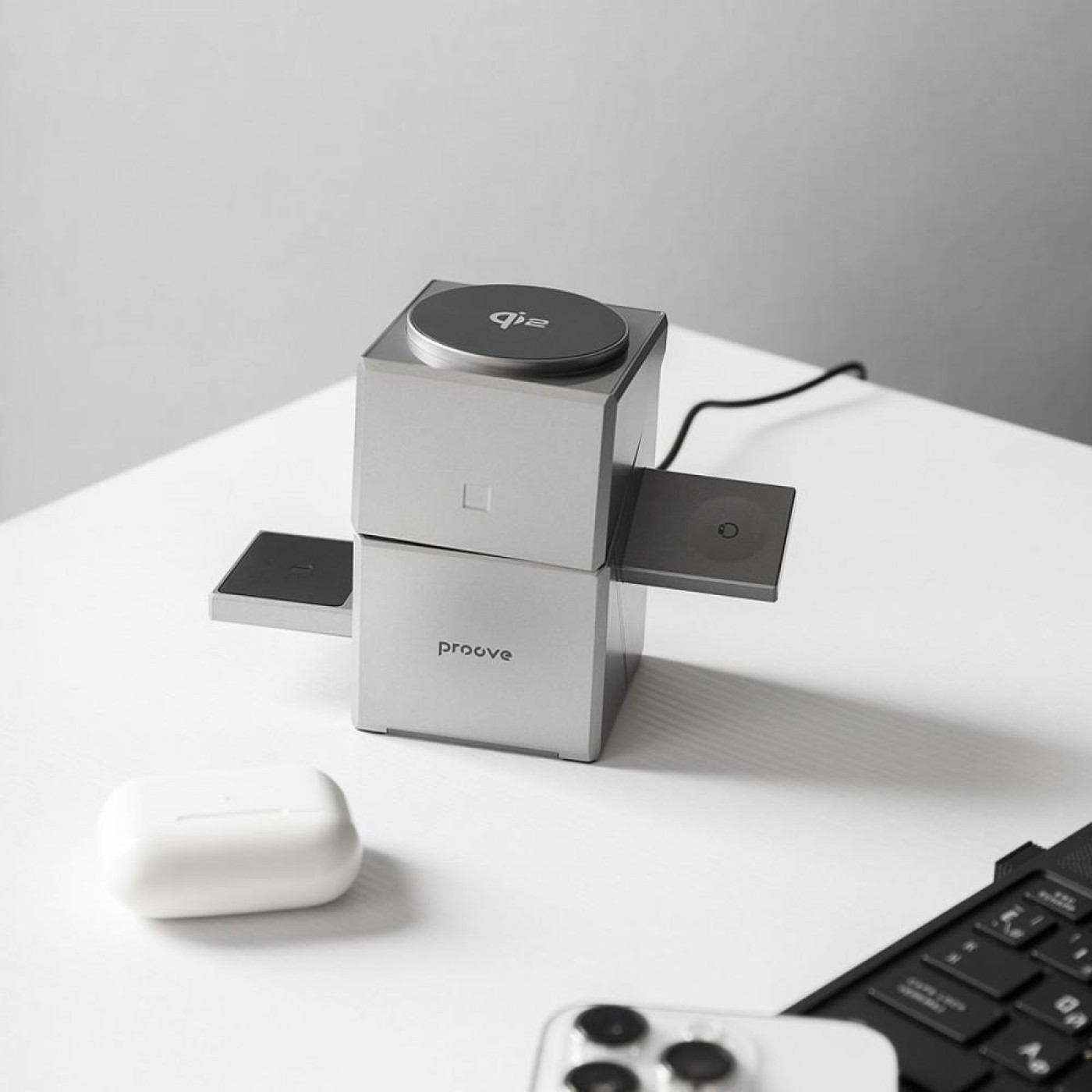 Бездротовий ЗП Proove Iron Hide 3 in 1 Qi2 gray