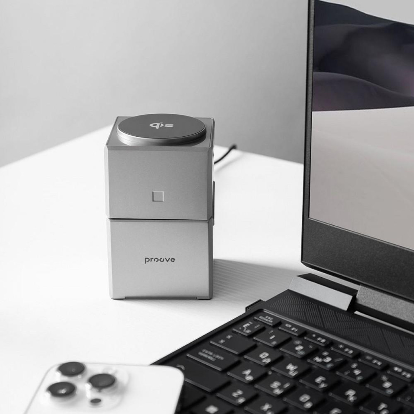 Бездротовий ЗП Proove Iron Hide 3 in 1 Qi2 gray
