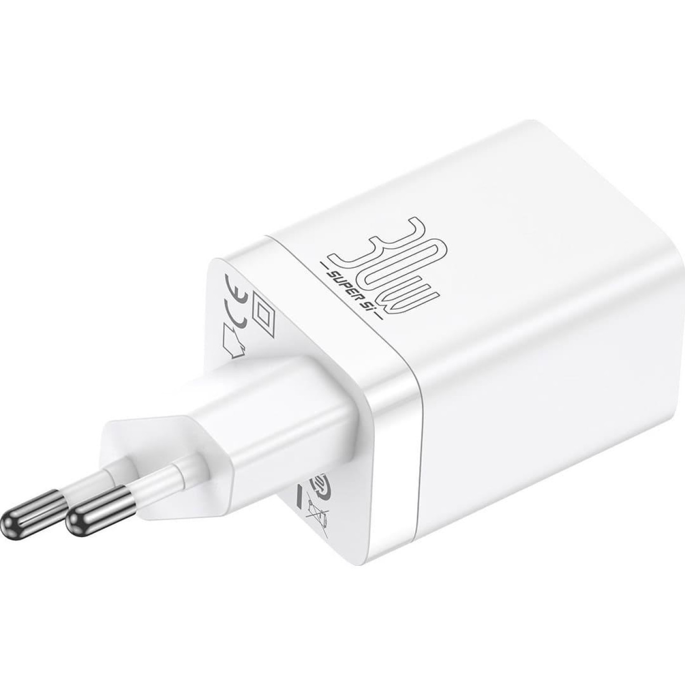 Зарядний пристрій Baseus Super Si Pro Quick Charger Type-C+USB 30W white (CCSUPP-E02)