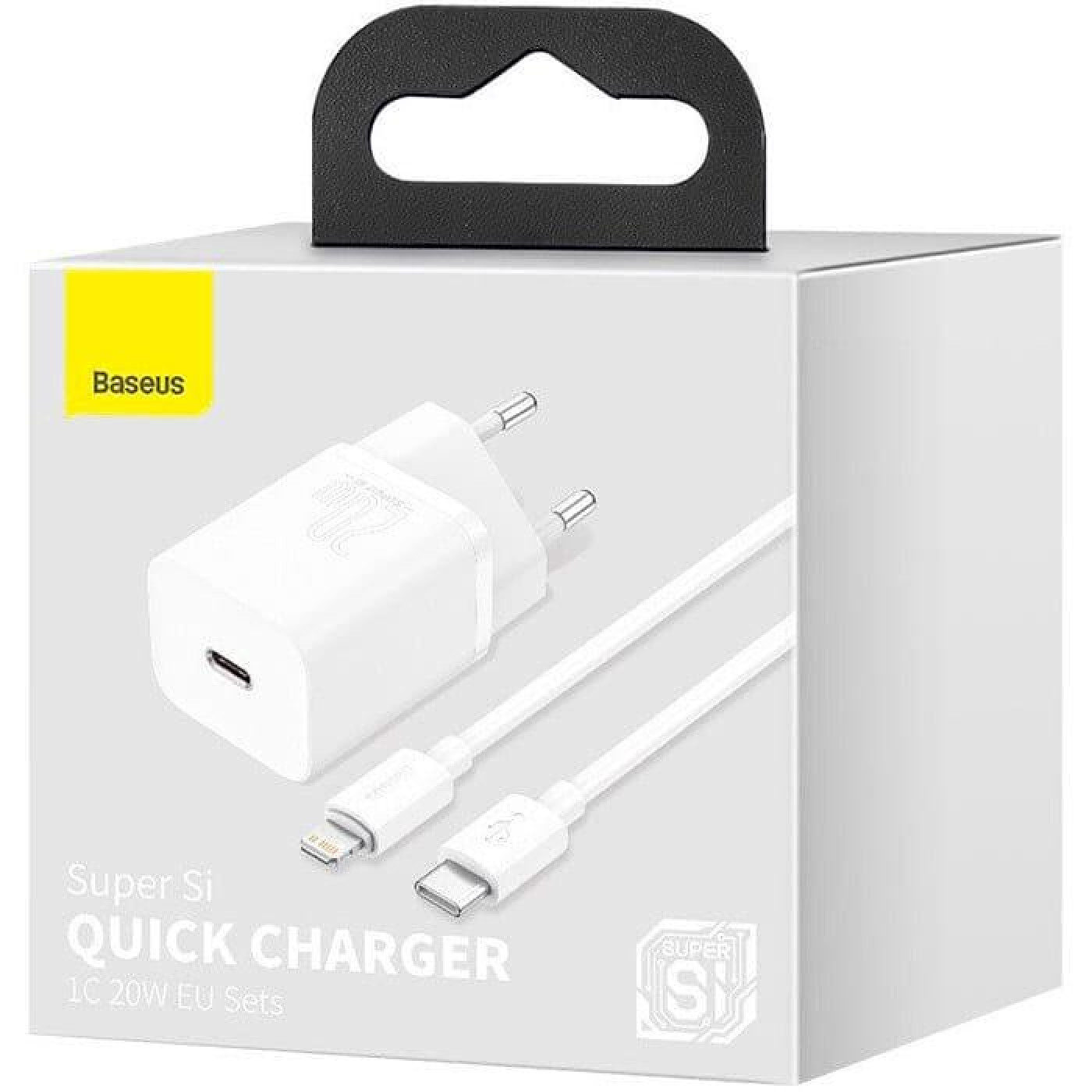 Зарядний пристрій Baseus Super Silicone PD Charger 20W (1Type-C) + With Cable Type-C to Lightning white (TZCCSUP-B02)