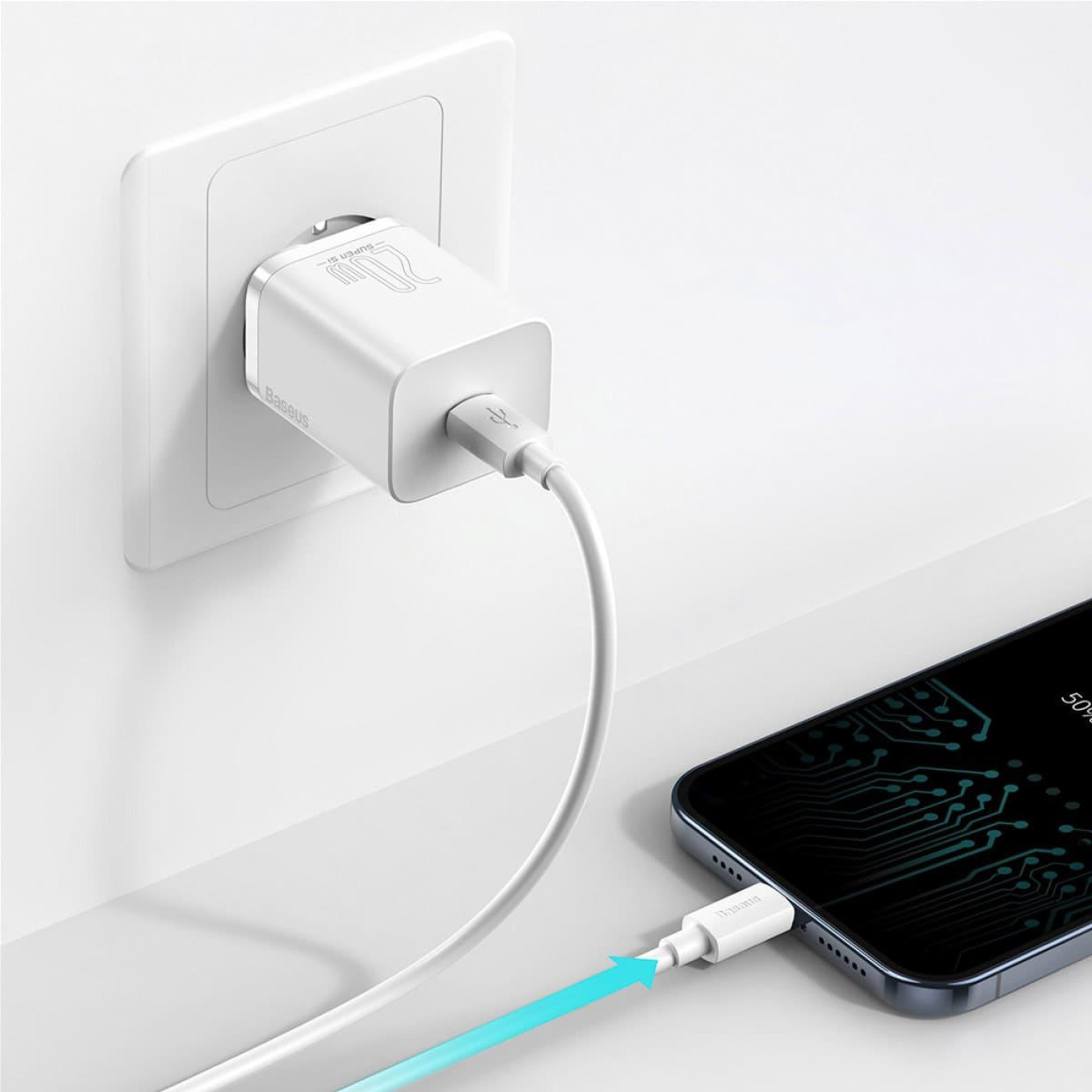 Зарядний пристрій Baseus Super Silicone PD Charger 20W (1Type-C) white (CCSUP-B02)