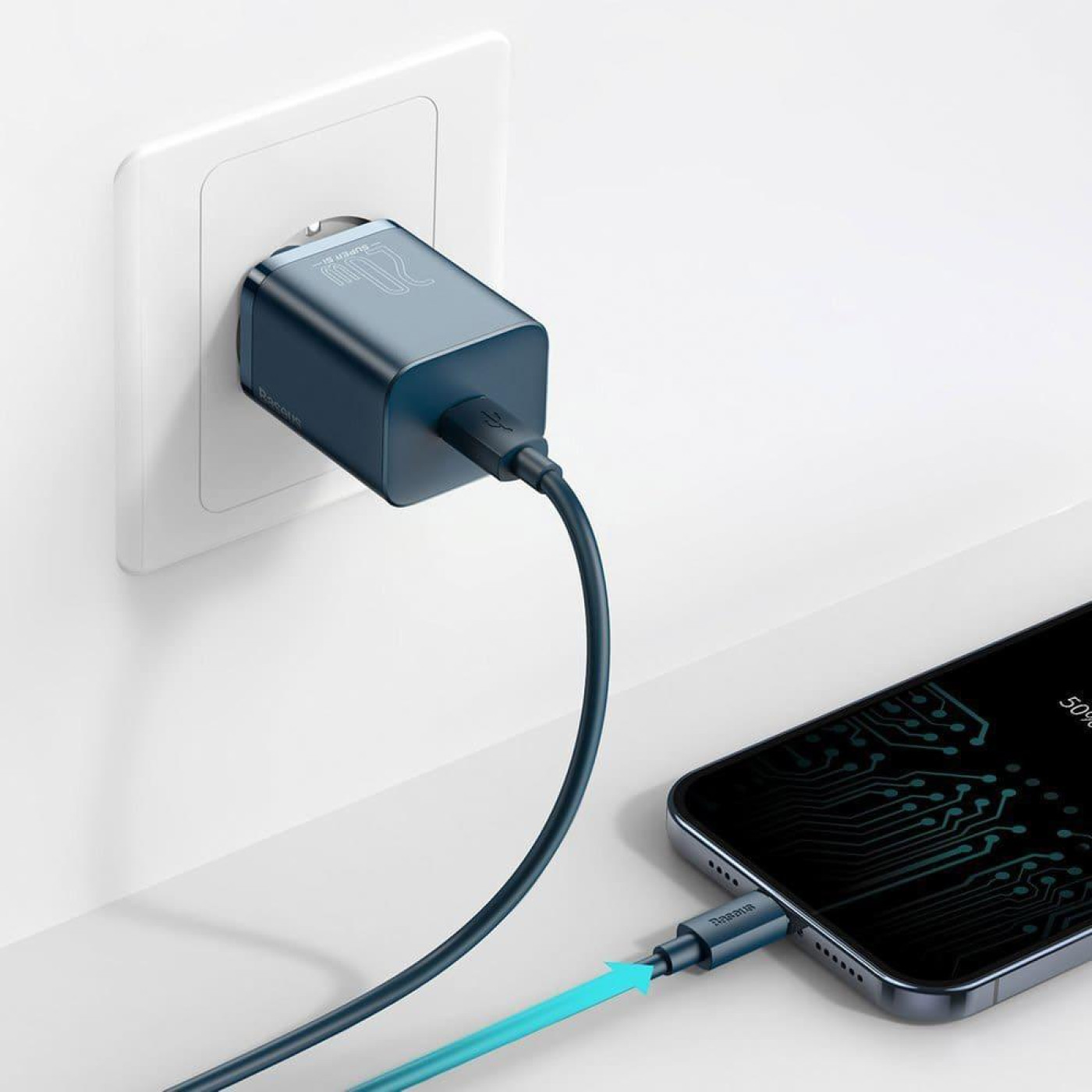 Зарядний пристрій Baseus Super Silicone PD Charger 20W (1Type-C) blue (CCSUP-B03)