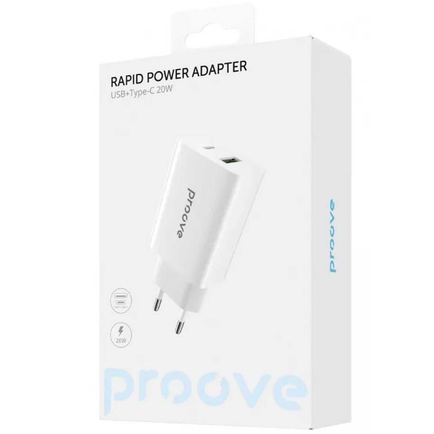 Зарядний пристрій Proove Rapid 20W (Type-C + USB) white (WCRP20110002)