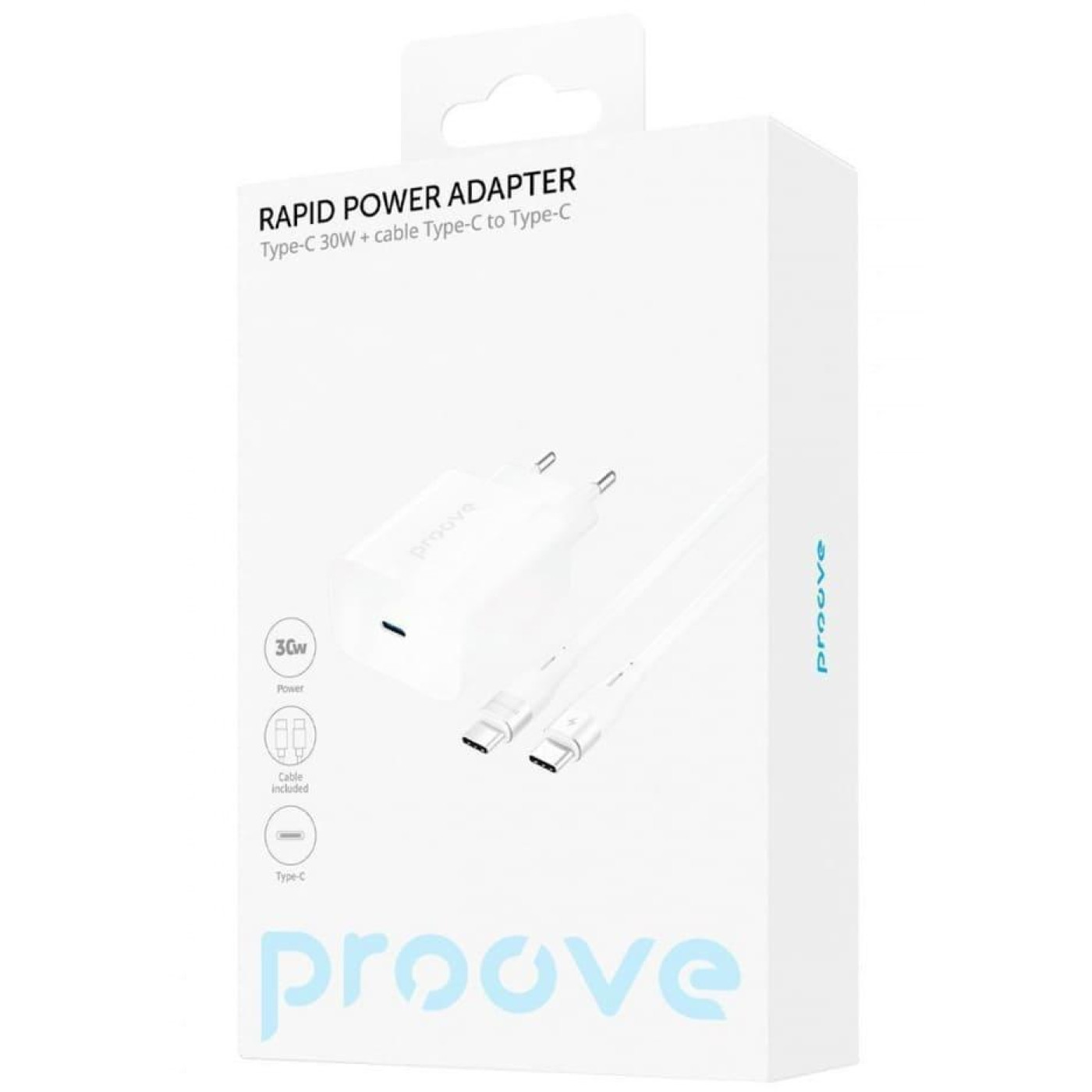 Зарядний пристрій Proove Rapid 30W (Type-C) + Кабель Type-C to Type-C white (WCRP30012202)