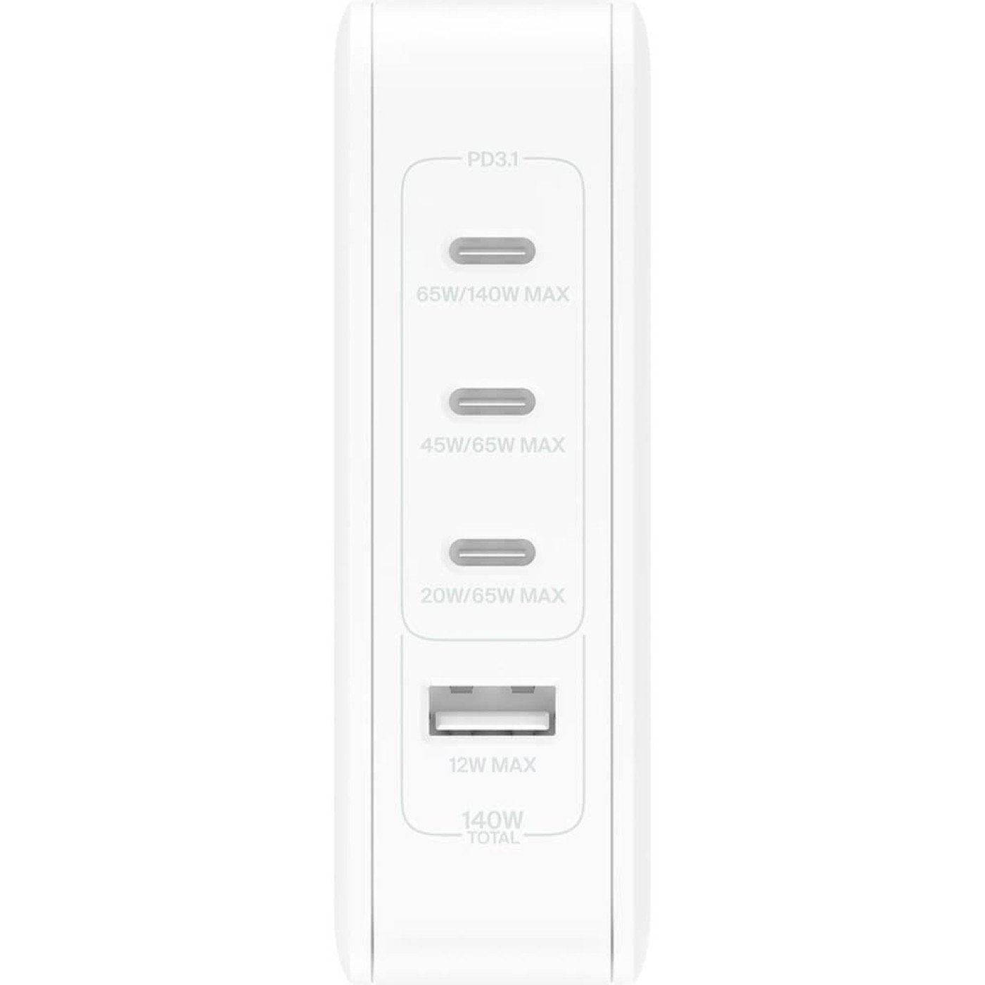 Зарядний пристрій BELKIN 140Вт 3хUSB-С GAN PD PPS, USB-A, білий (WCH014BTWH)