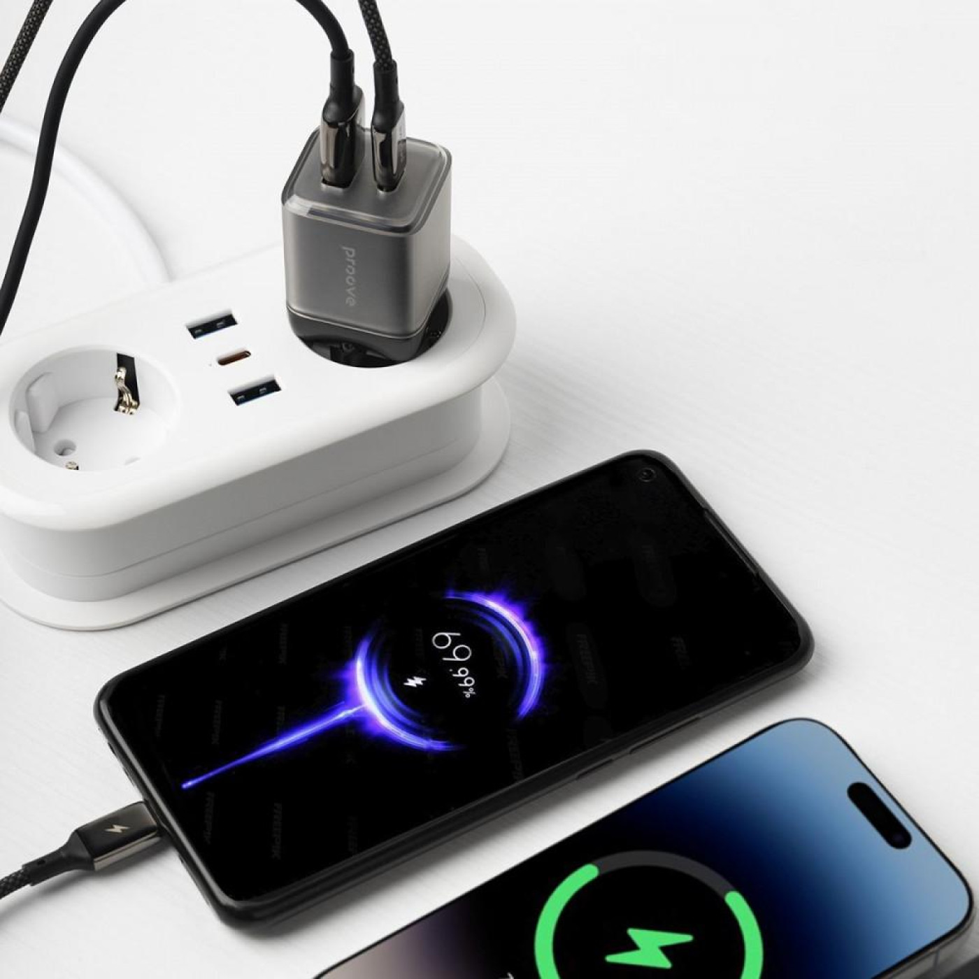 Зарядное устройство Proove Pure GaN Plus 30W (Type-C + USB) black (WCPU30111201)