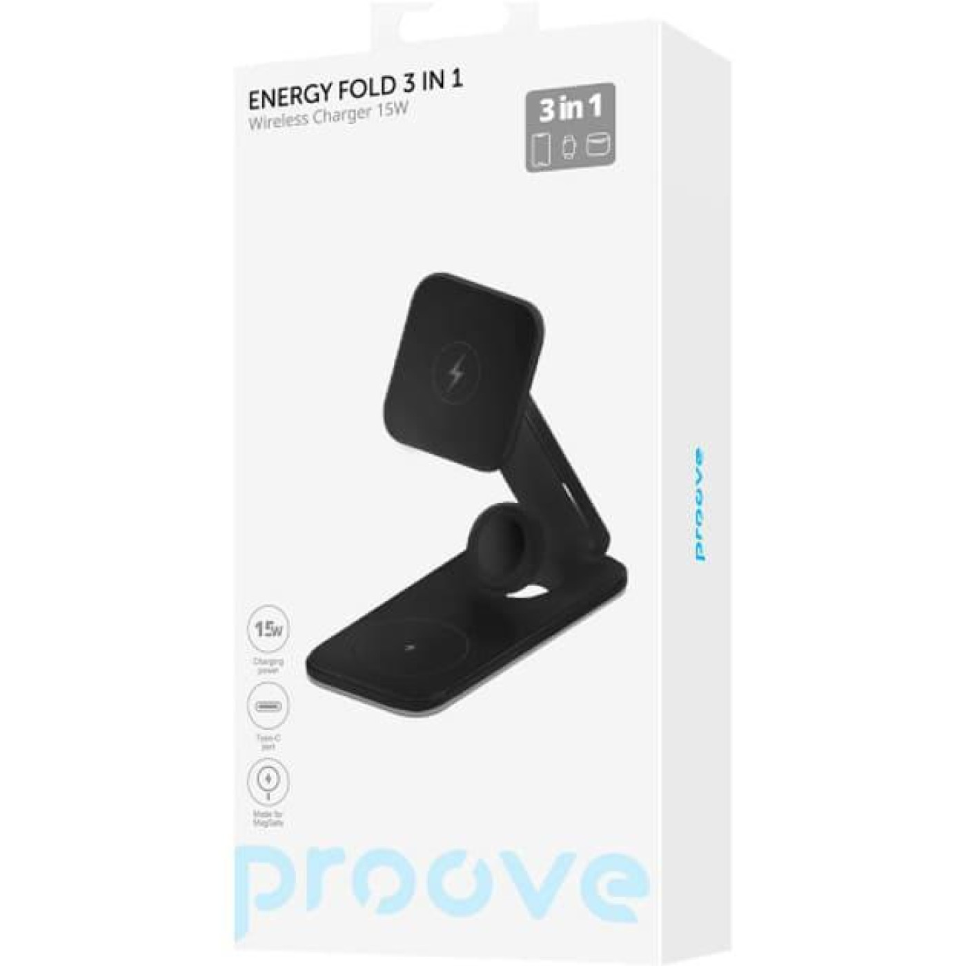 Зарядное устройство Proove Energy Fold 3 in 1 black (WSEF15010001)