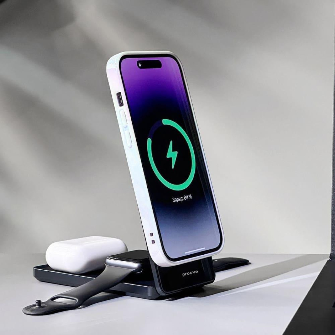 Зарядний пристрій Proove Metal Edge 3 in 1 gray (WSME15010003)