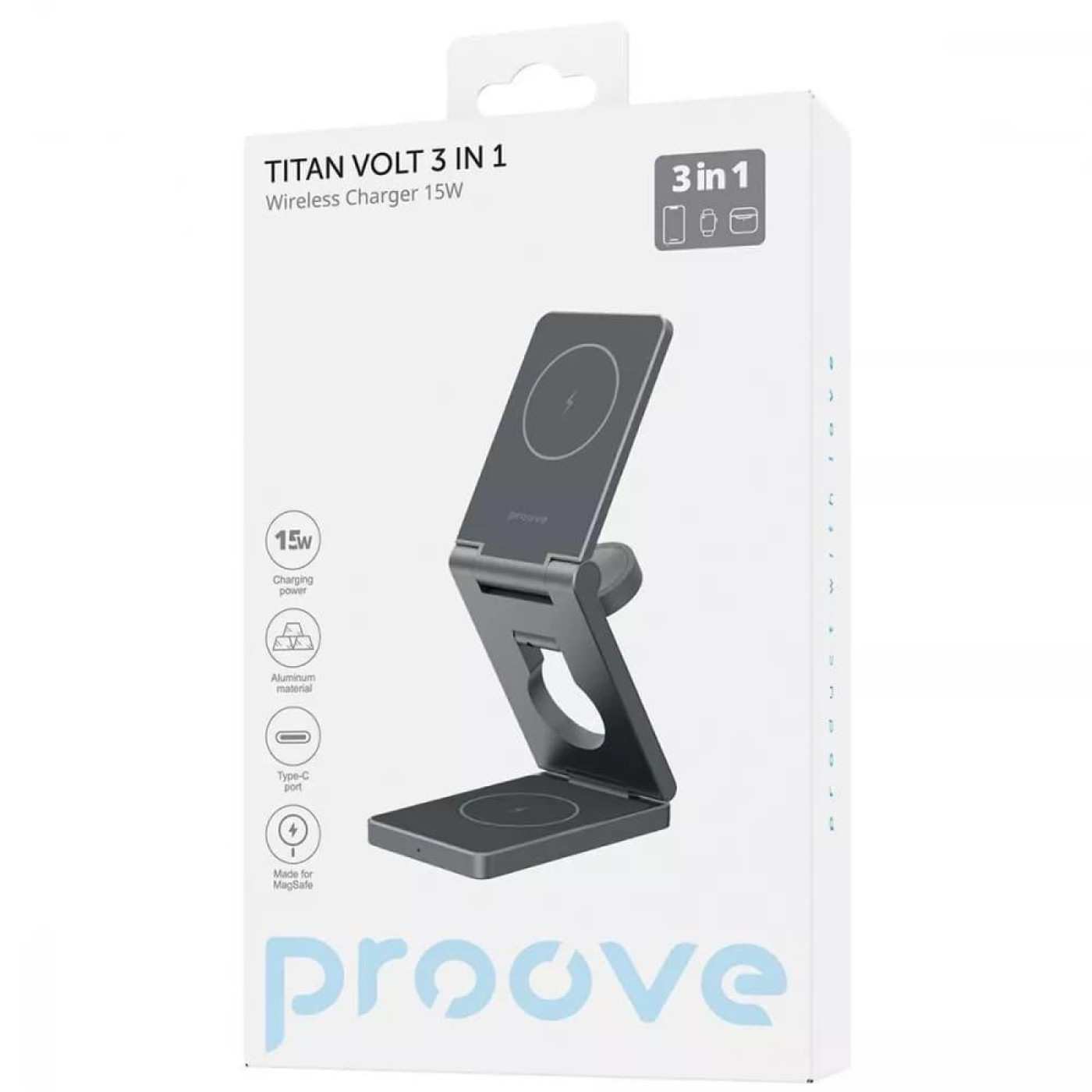 Зарядное устройство Proove Titan Volt 3 in 1 gray (WSTV15000003)