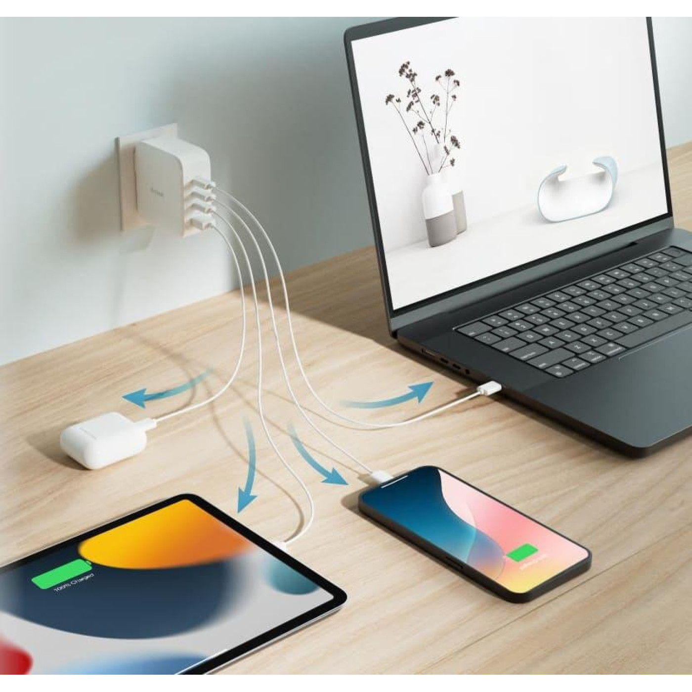 Зарядний пристрий мережевий D-Link DCF-141 140Вт GaN 3хUSB-С, 1xUSB-A, билий