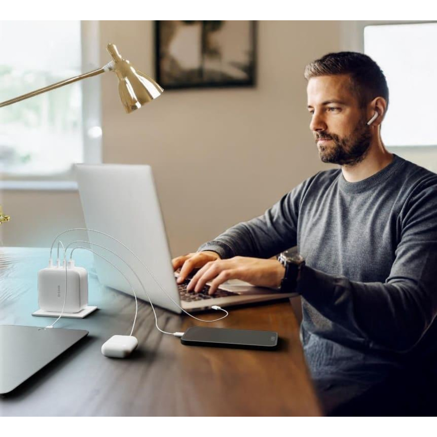 Зарядний пристрий мережевий D-Link DCF-141 140Вт GaN 3хUSB-С, 1xUSB-A, билий