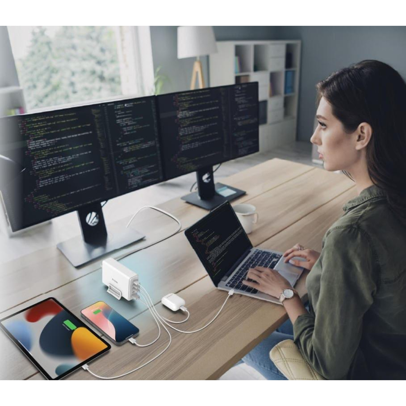 Зарядний пристрій мережевий D-Link DCF-241 240Вт GaN 4хUSB-С, 1xUSB-A, білий