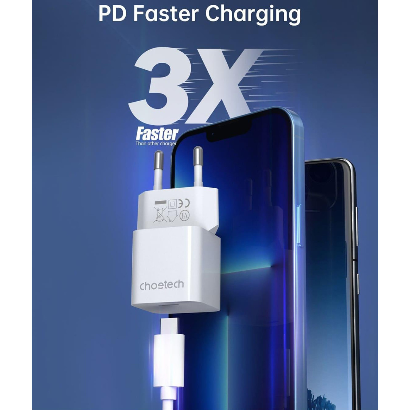 Зарядний пристрій Choetech PD5010-EU-WH, USB-С (PD5010-EU-WH)