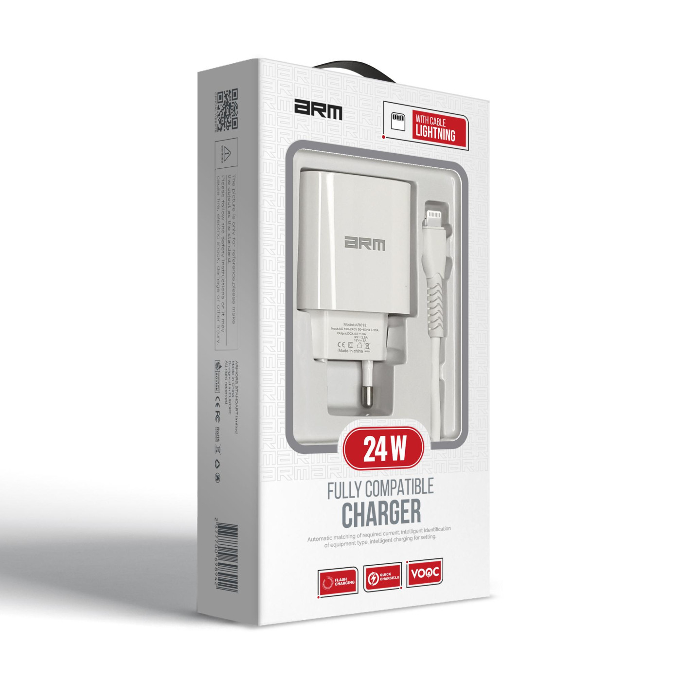 Сетевое зарядное устройство ArmorStandart AR012 1хUSB 24W with Lightning cable White (ARM69894)