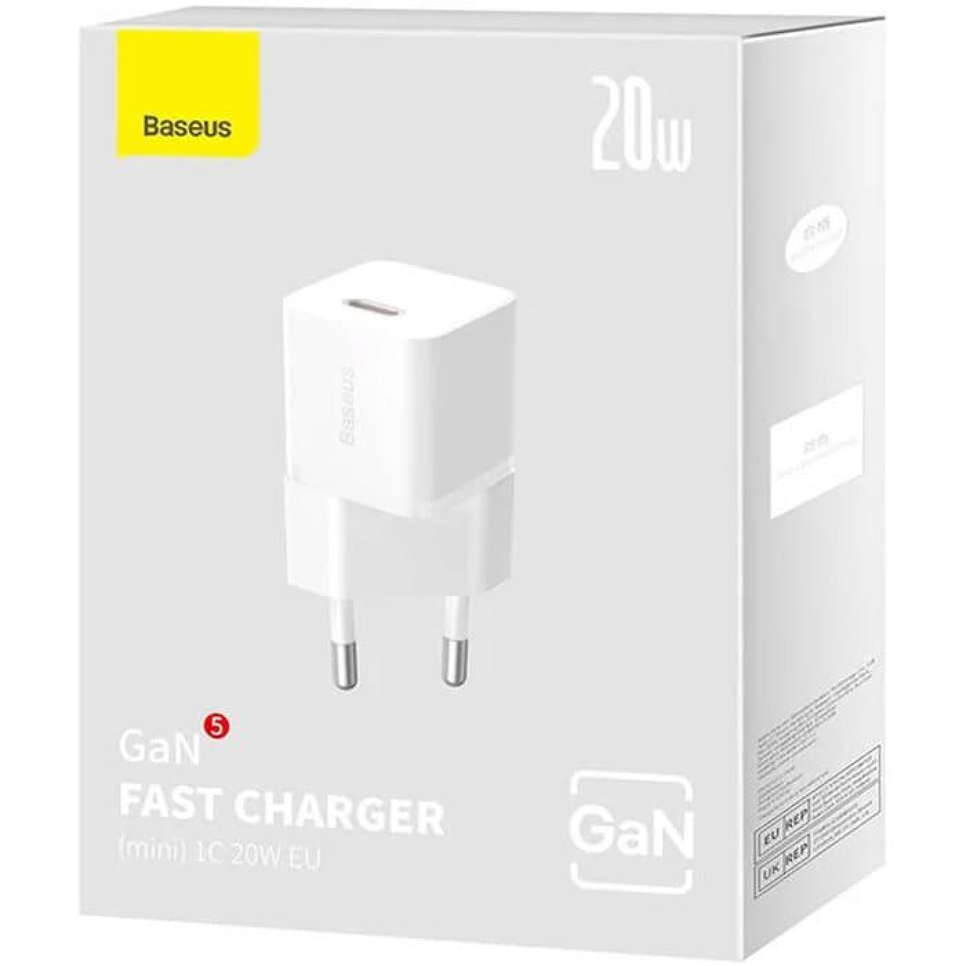 Зарядний пристрій Baseus GaN5 Fast Charger 1C 20W white (CCGN050102)