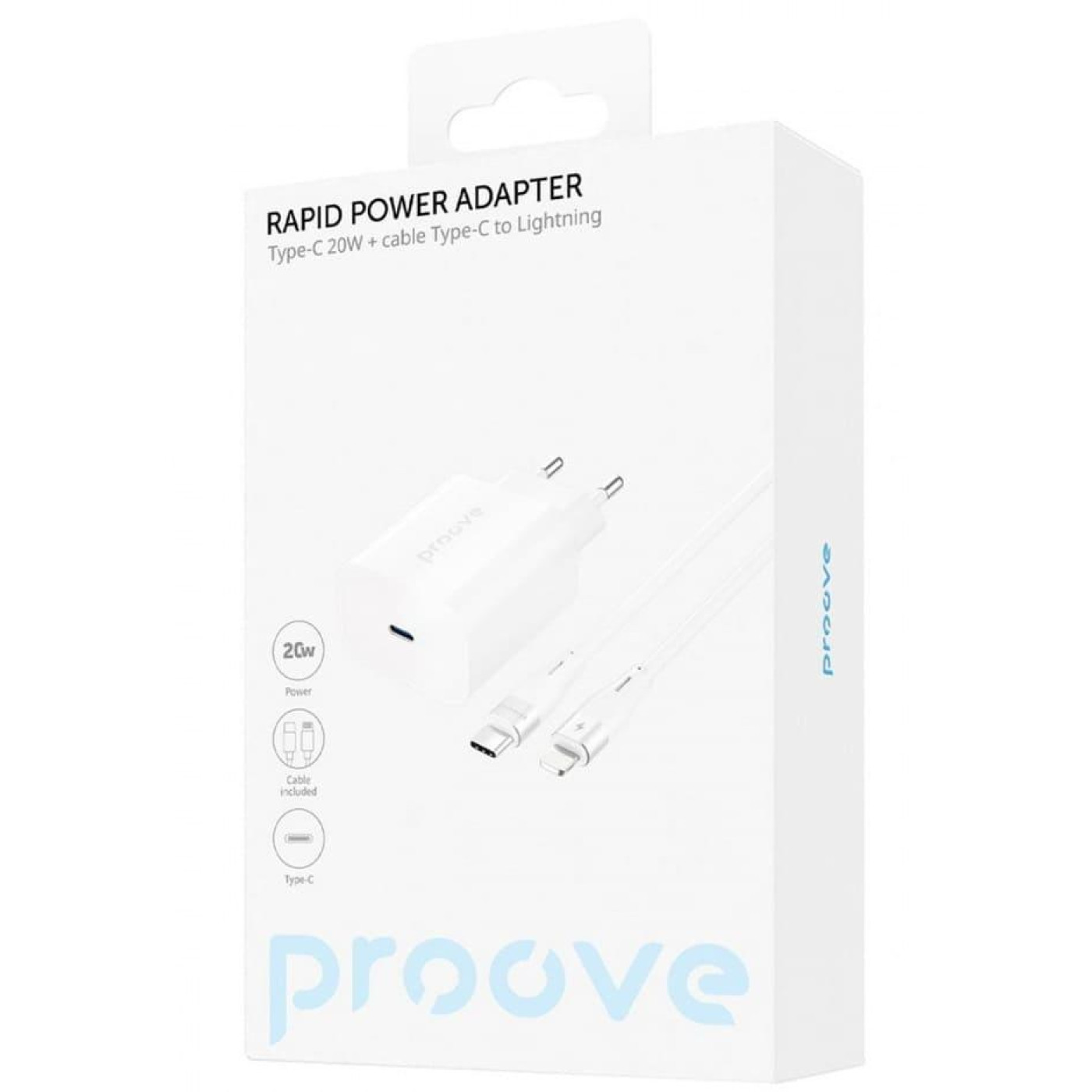 Зарядное устройство Proove Rapid 20W (Type-C) + Кабель Type-C to Lightning white (WCRP20012102)