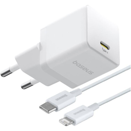 Зарядное устройство Baseus Palm Fast Charger 20W (Type-C) + Кабель Type-C to Lightning 20W (1m) white (E0116400)