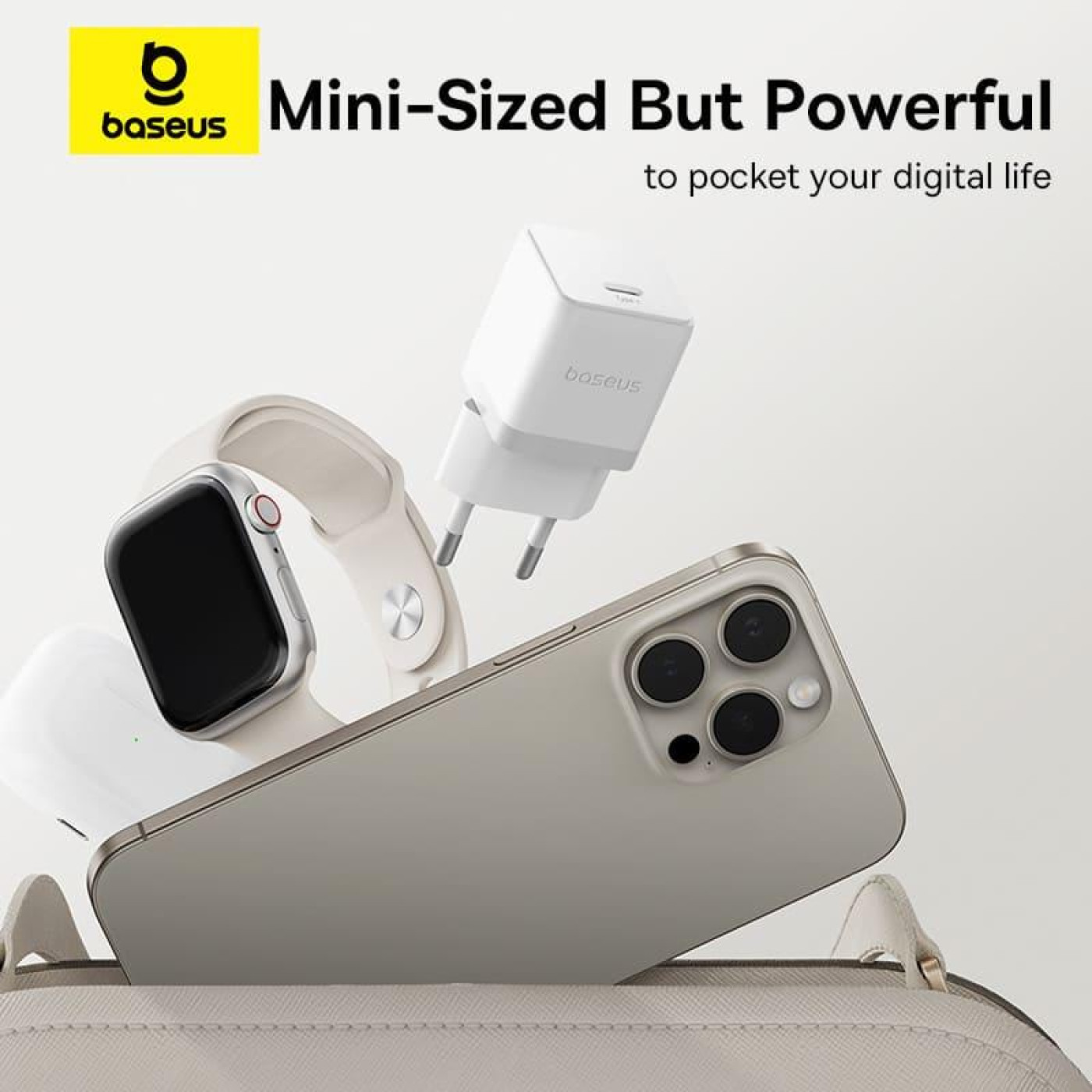 Зарядное устройство Baseus Palm Fast Charger 20W (Type-C) + Кабель Type-C to Lightning 20W (1m) white (E0116400)