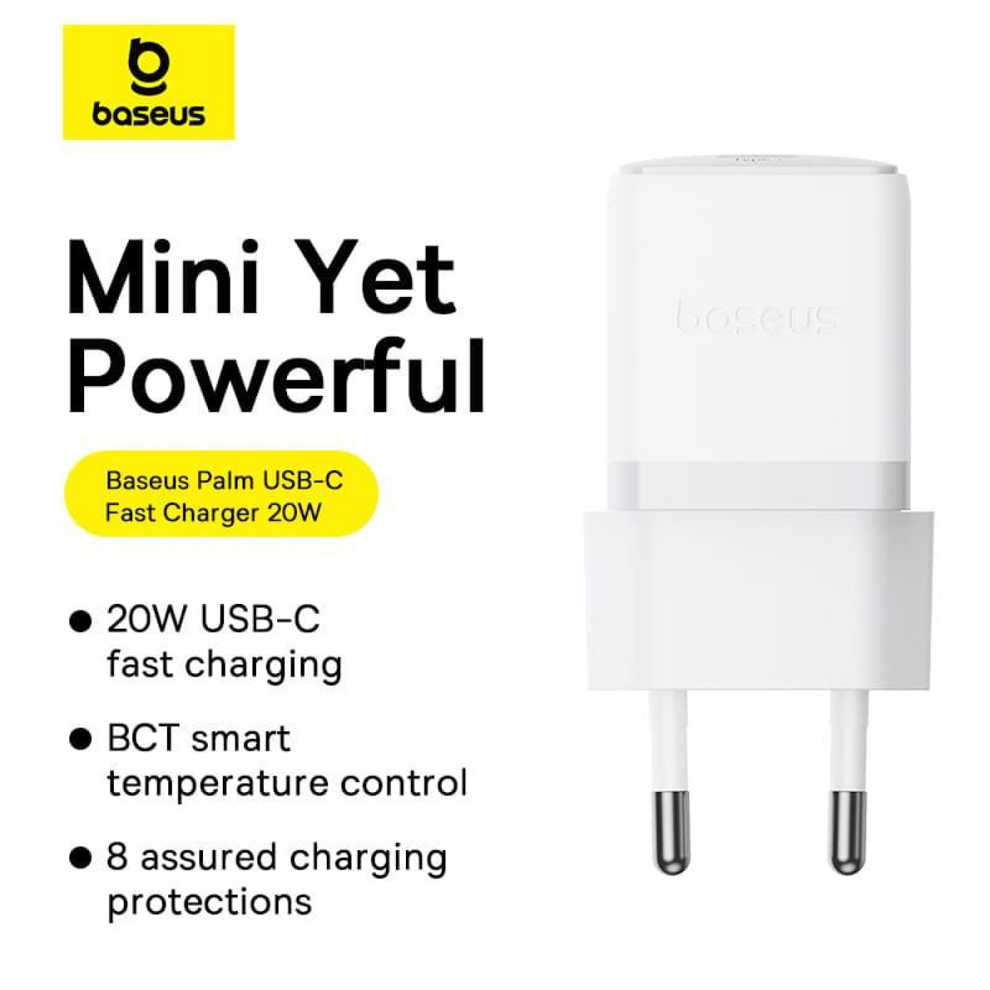 Зарядное устройство Baseus Palm Fast Charger 20W (Type-C) + Кабель Type-C to Lightning 20W (1m) white (E0116400)