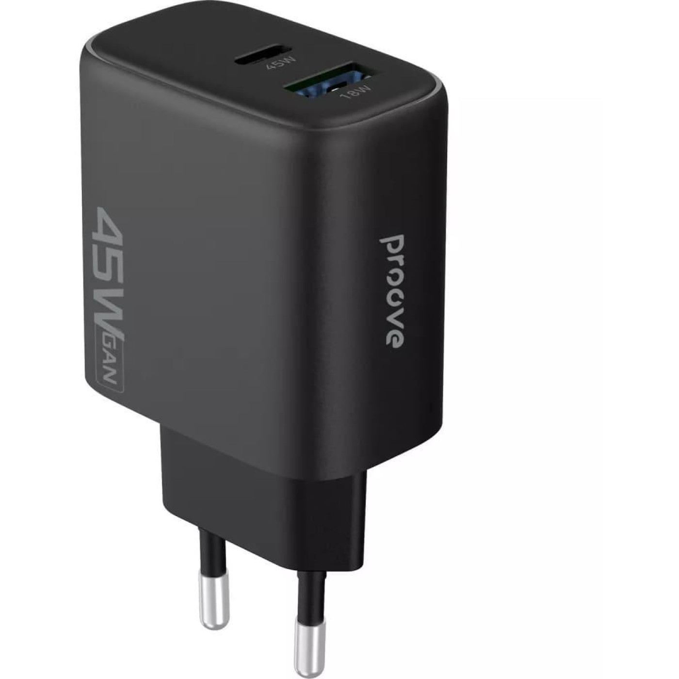 Зарядний пристрій Proove Silicone Power 2 45W (Type-C+USB) black (WCSP24110001)