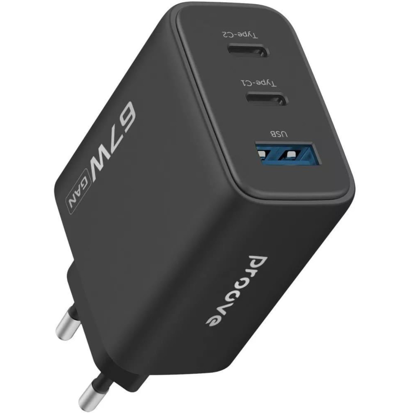 Зарядний пристрій Proove Silicone Power 2 67W (2*Type-C+USB) black (WCSP26120001)