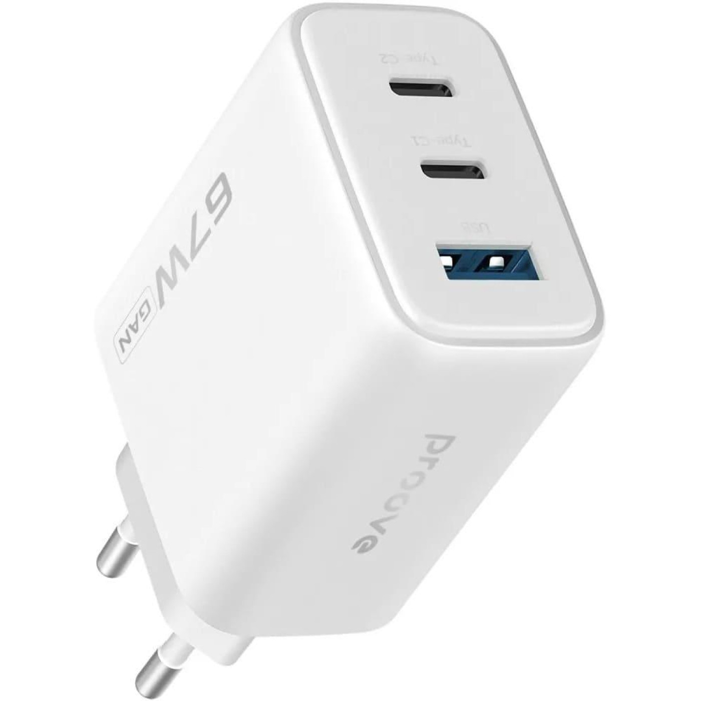 Зарядний пристрій Proove Silicone Power 2 67W (2*Type-C+USB) white (WCSP26120002)