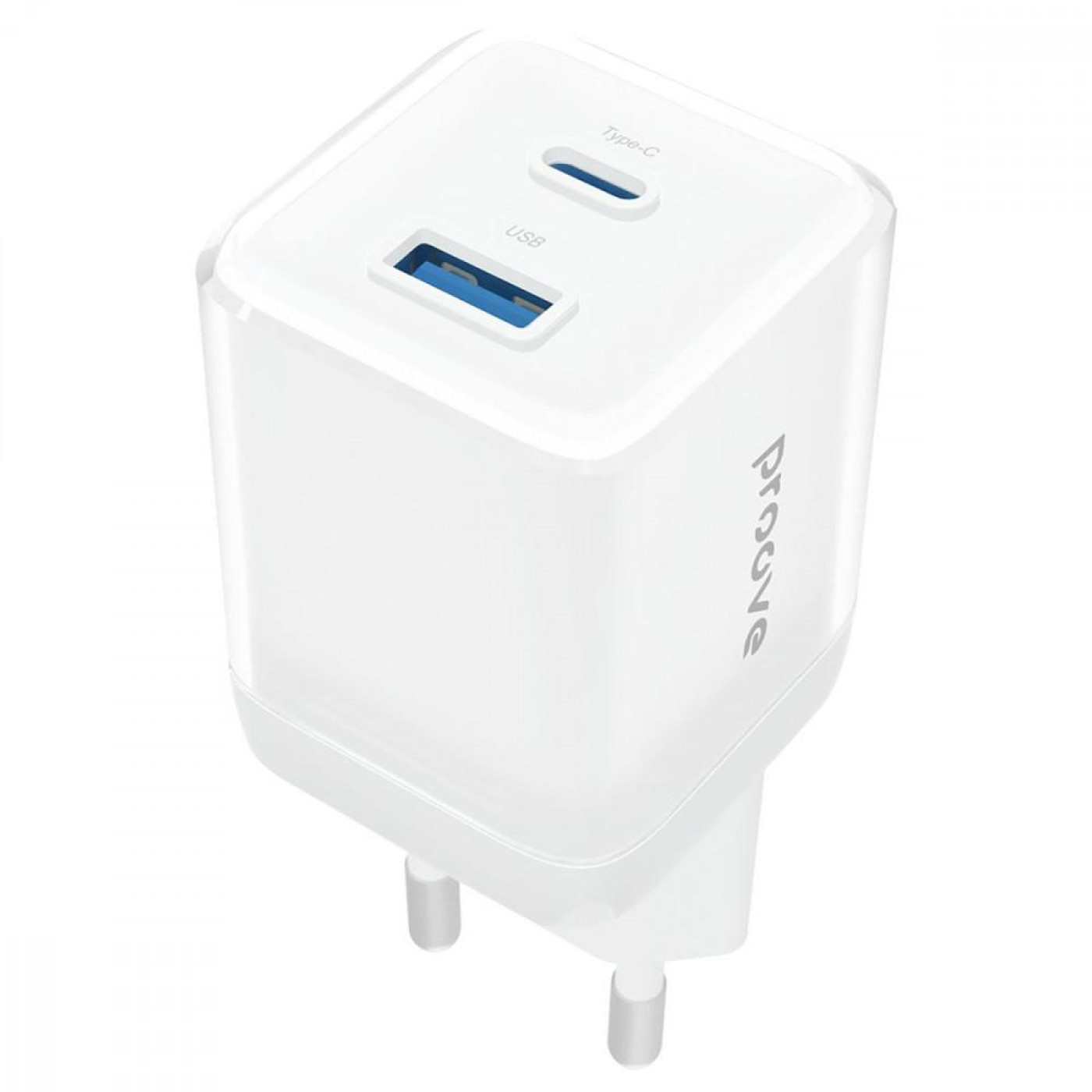 Зарядное устройство Proove Pure GaN Plus 30W (Type-C + USB) white (WCPU30111202)