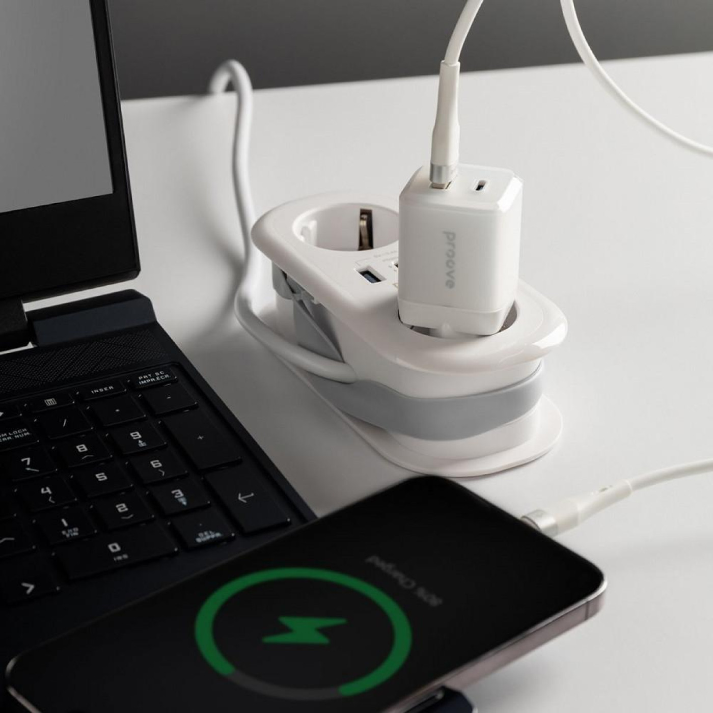 Зарядное устройство Proove Pure GaN Plus 30W (Type-C + USB) white (WCPU30111202)