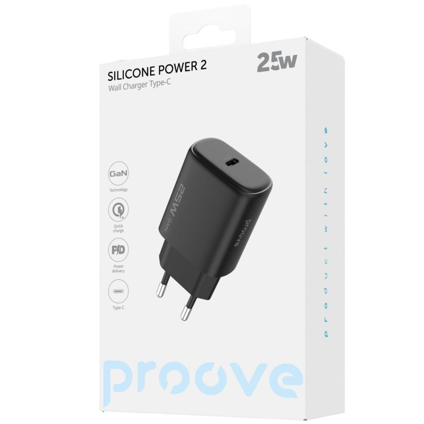 Зарядное устройство Proove Silicone Power 2 25W (Type-C) black (WCSP25010001)
