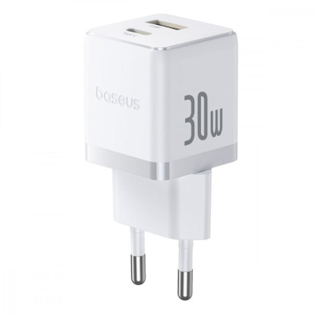 Зарядное устройство Baseus Palm Fast Charger 30W (Type-C + USB) 30W + Кабель Type-C to Type-C 60W (1m) white (P1011160A213-01)