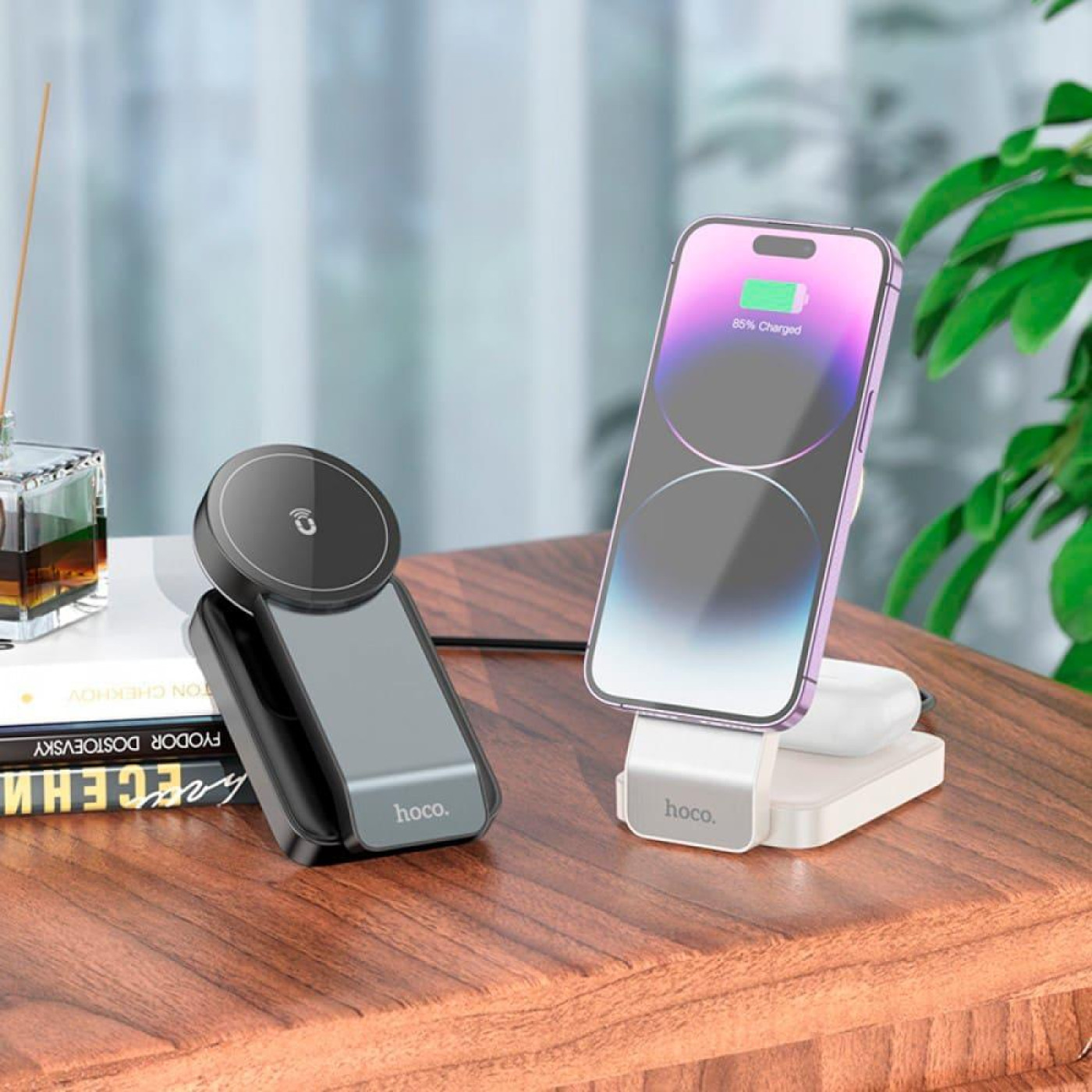 Зарядное устройство Hoco CQ3 Noble Folding 3-in-1 Magnetic Wireless Black (6942007602334)