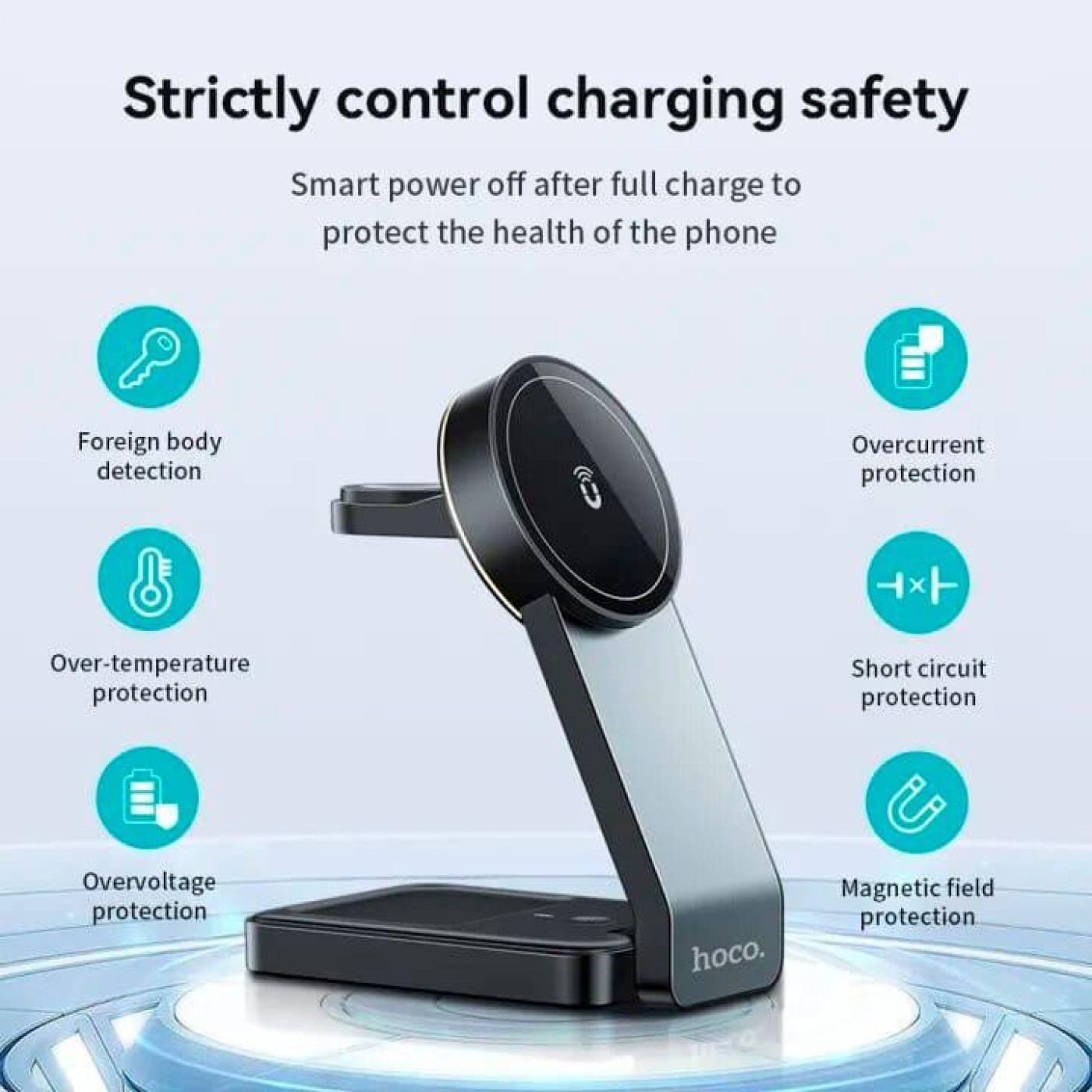 Зарядное устройство Hoco CQ3 Noble Folding 3-in-1 Magnetic Wireless Black (6942007602334)