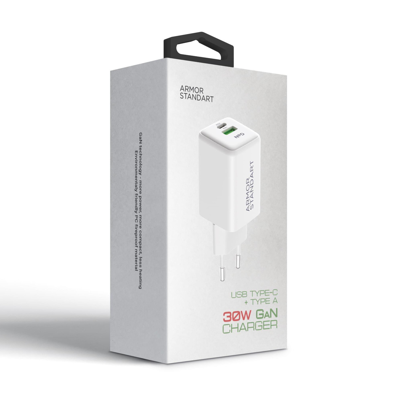 Мережевий зарядний пристрий ArmorStandart AR371 30W GaN Type-C + USB-A White (ARM77549)