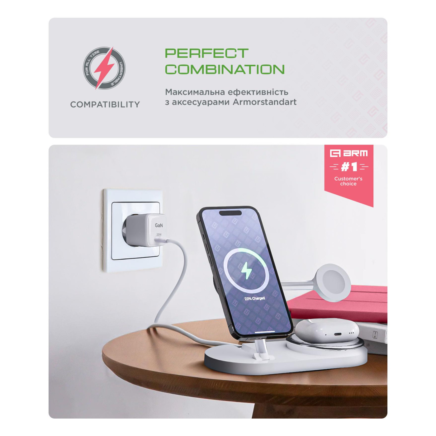 Мережевий зарядний пристрий ArmorStandart AR373 20W GaN Type-C White (ARM77569)