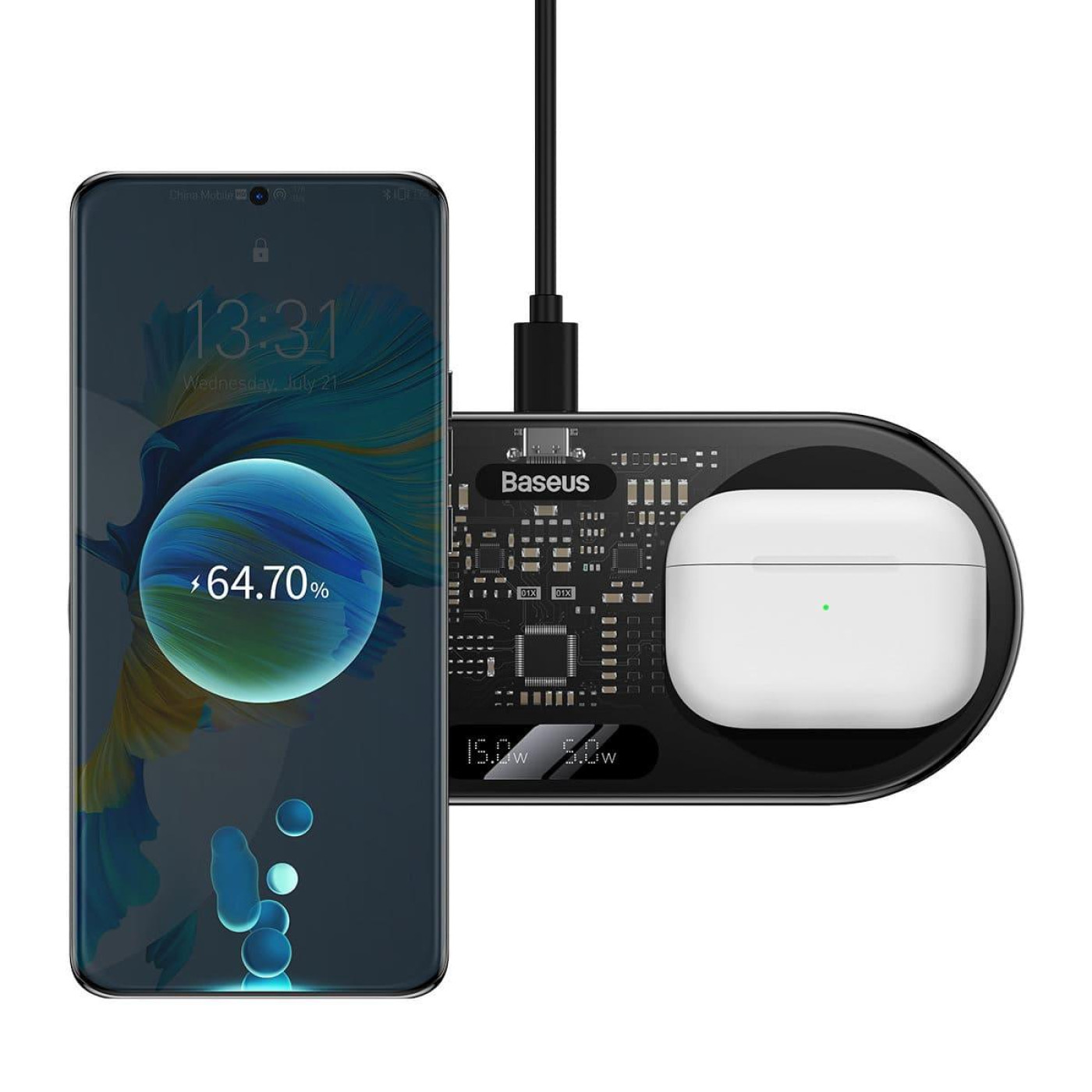 Зарядний пристрій Baseus Digital LED Display 2in1 20W black (WXSX010101)