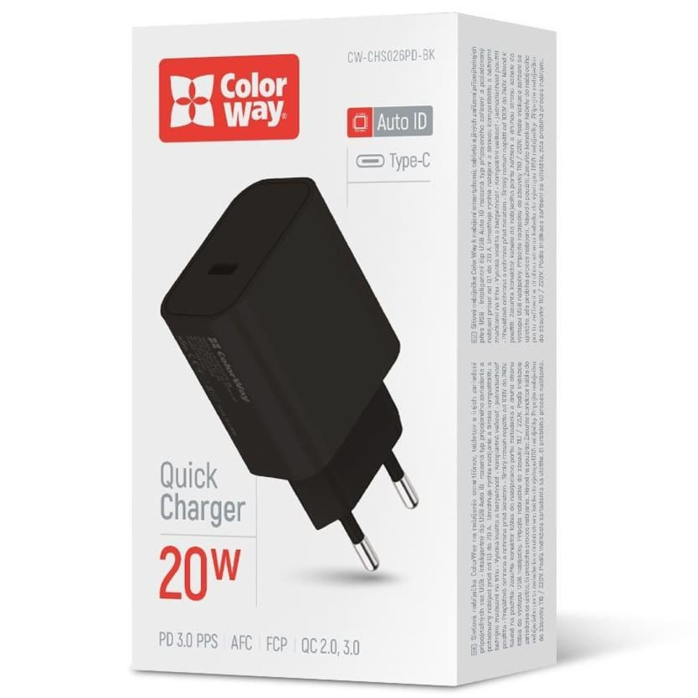Зарядний пристрій ColorWay Power Delivery Port USB Type-C (20W) V2 черное (CW-CHS026PD-BK)