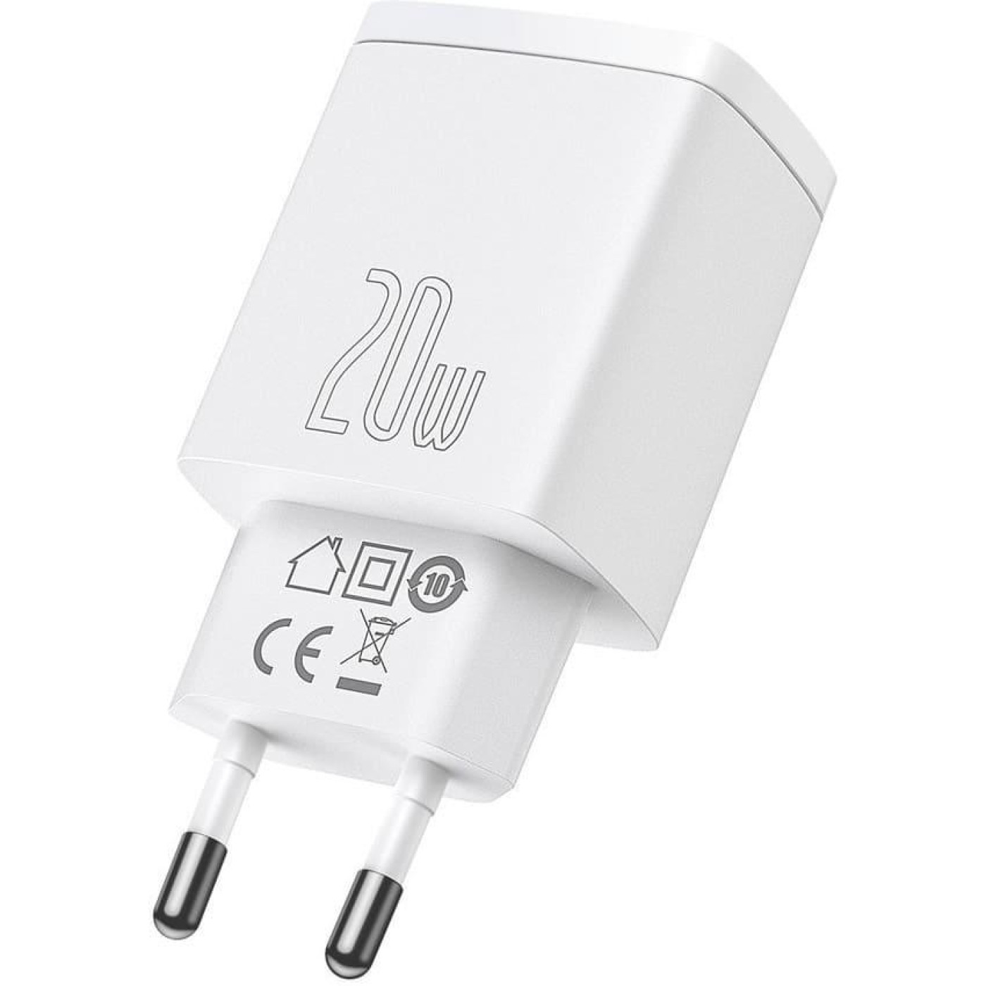 Зарядний пристрій Baseus Compact Quick Charger 20W QC+ PD (1Type-C + 1USB) white (CCXJ-B02)