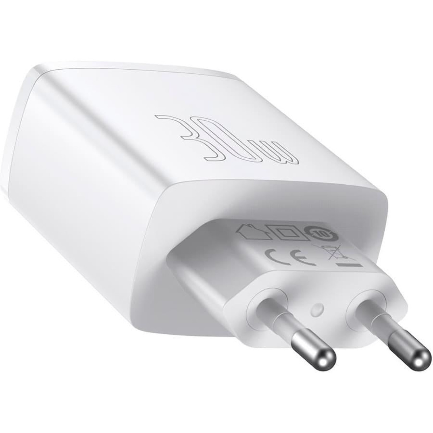 Зарядний пристрій Baseus Compact Quick Charger 30W QC+ PD (1Type-C + 2USB) white (CCXJ-E02)