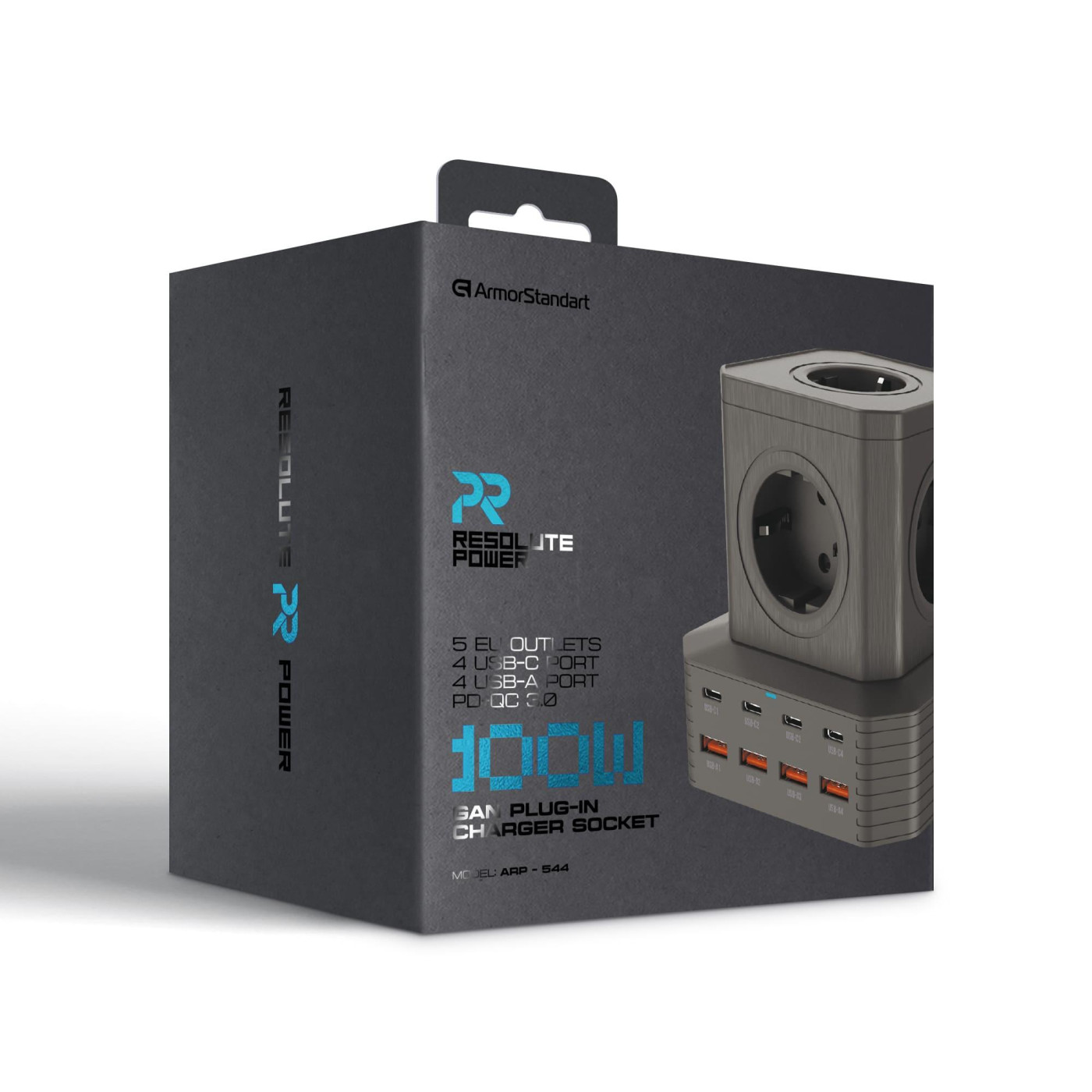 Сетевое зарядное устройство ArmorStandart Resolute Power ARP-544 100W GaN  2m Black (ARM73177)
