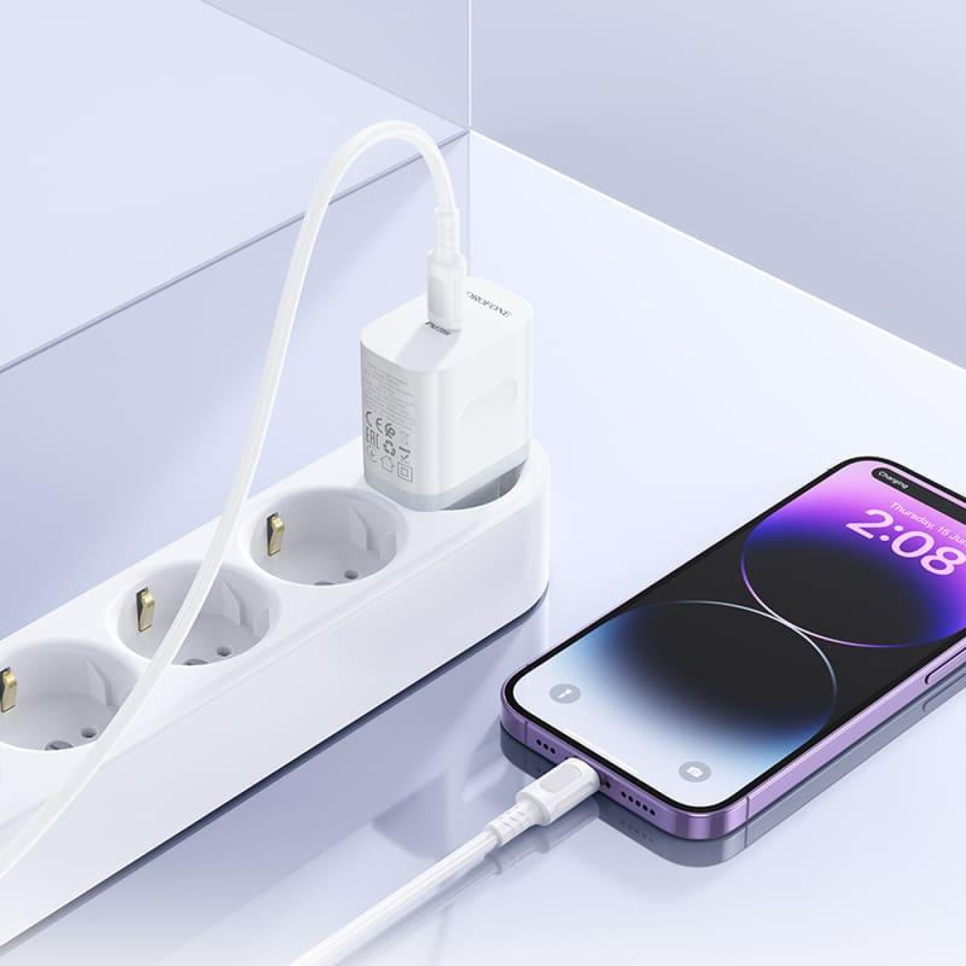 Зарядное устройство Borofone BA99A Breeze single port PD20W charger set(C to iP) White (6941991121364)