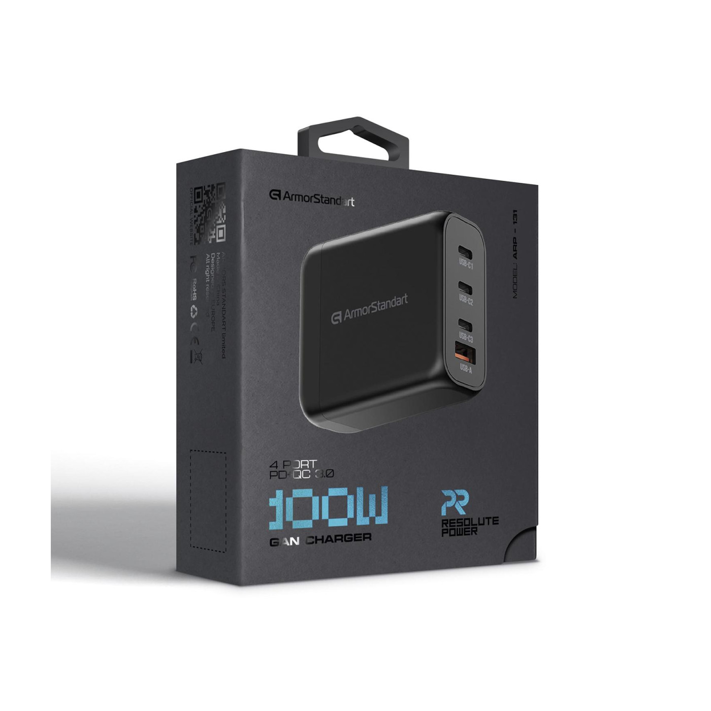 Сетевое зарядное устройство ArmorStandart Resolute Power ARP-131 100W GaN Black (ARM70024)